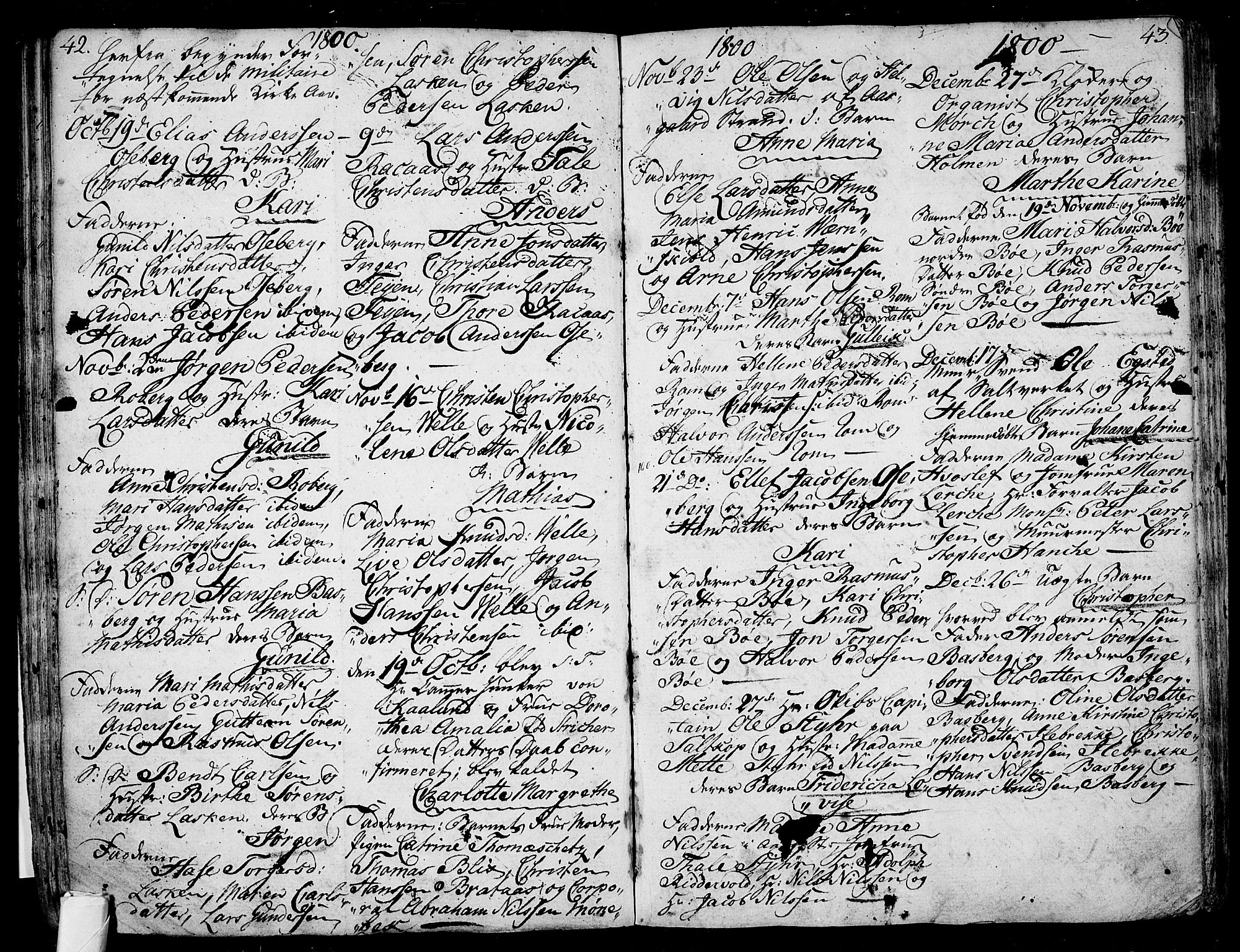 Sem kirkebøker, AV/SAKO-A-5/F/Fb/L0003: Parish register (official) no. II 3, 1792-1814, p. 42-43