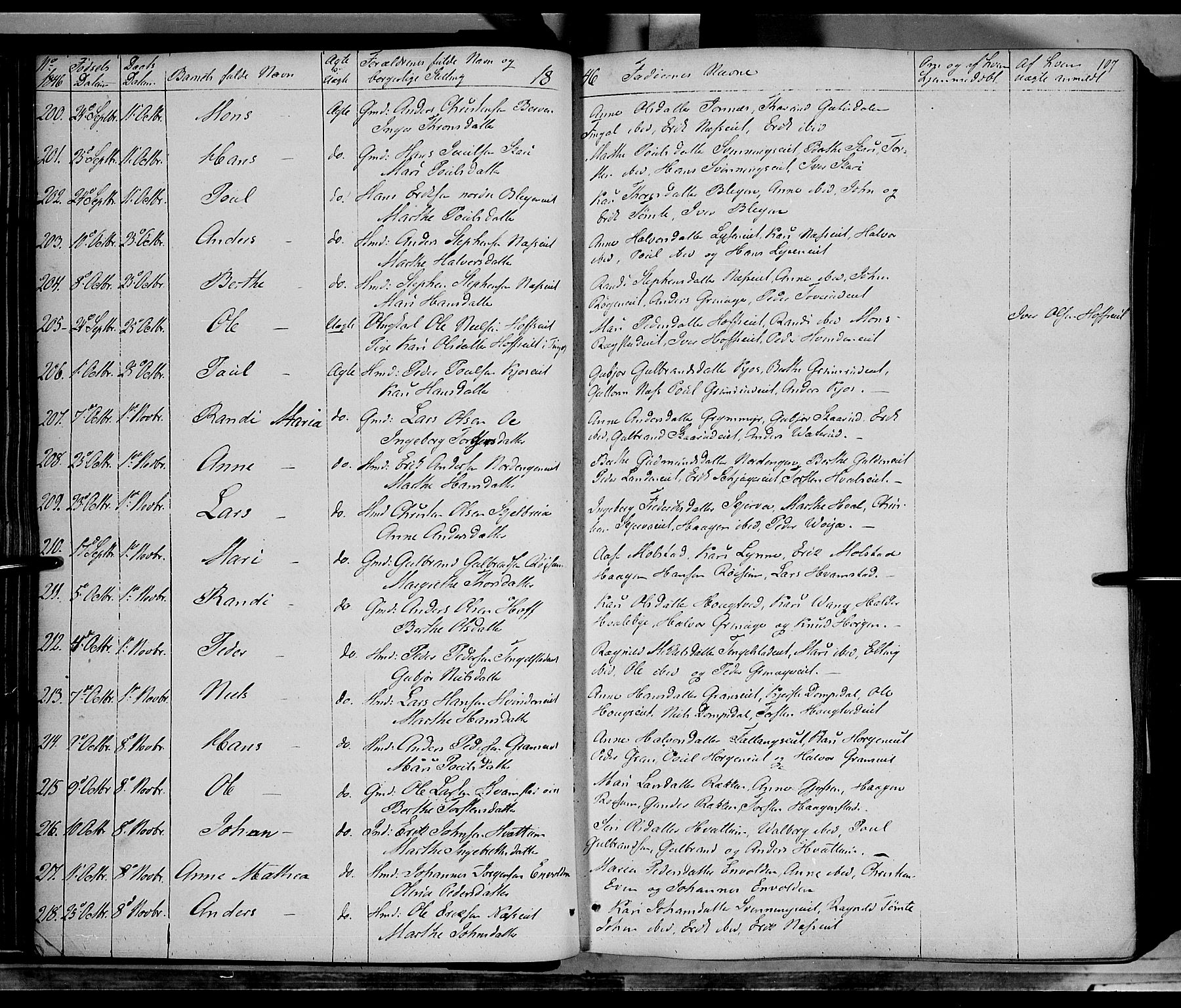 Gran prestekontor, AV/SAH-PREST-112/H/Ha/Haa/L0011: Parish register (official) no. 11, 1842-1856, p. 106-107