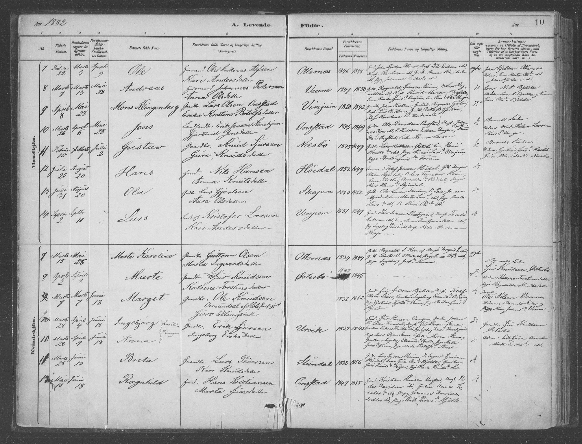 Aurland sokneprestembete, SAB/A-99937/H/Ha/Hab/L0001: Parish register (official) no. B  1, 1880-1909, p. 10
