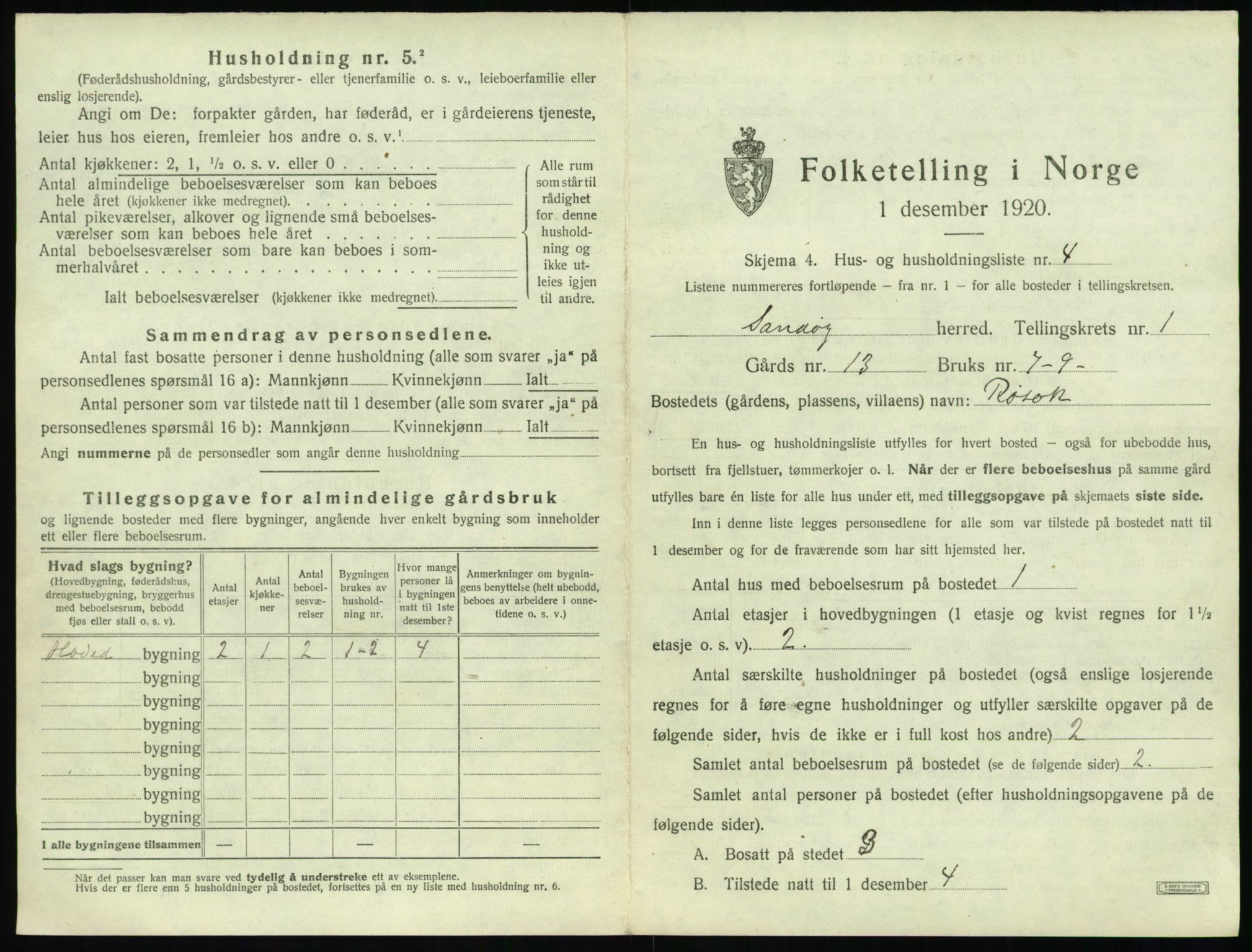 SAT, 1920 census for Sandøy, 1920, p. 40