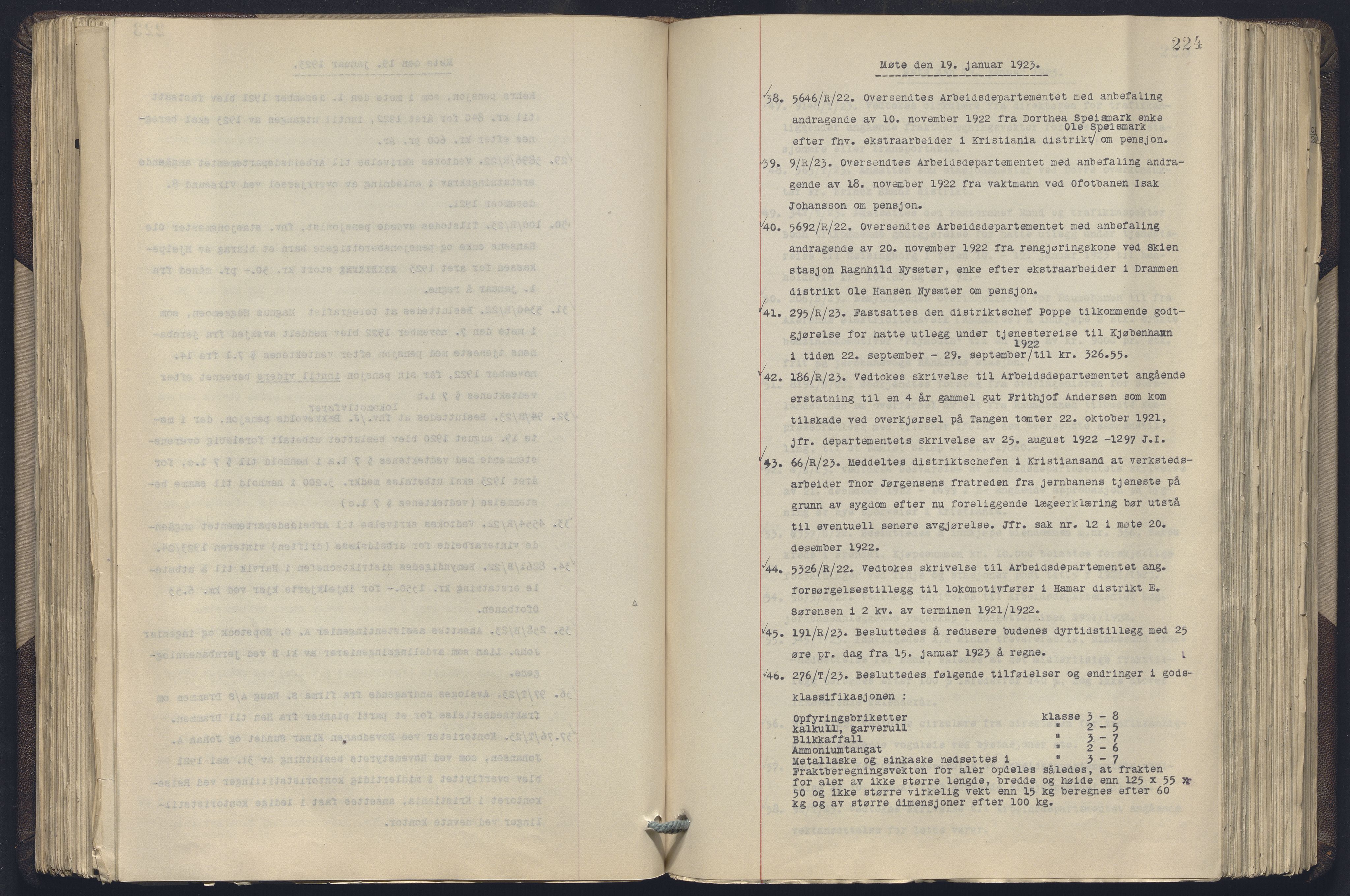 Norges statsbaner, Administrasjons- økonomi- og personalavdelingen, AV/RA-S-3412/A/Aa/L0019: Forhandlingsprotokoll, 1922-1924, p. 224