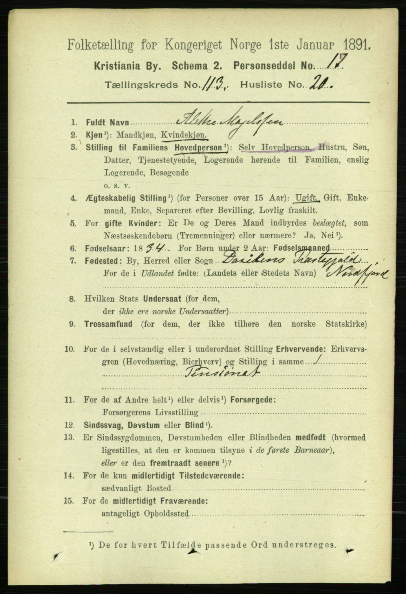 RA, 1891 census for 0301 Kristiania, 1891, p. 60627