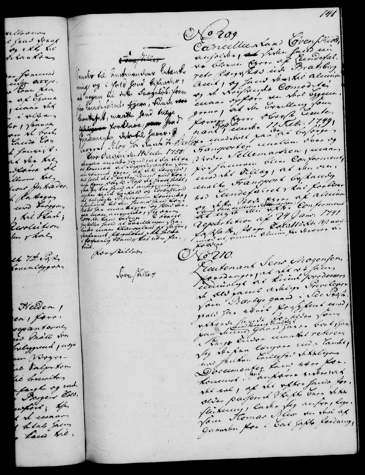 Rentekammeret, Kammerkanselliet, RA/EA-3111/G/Gh/Gha/L0030: Norsk ekstraktmemorialprotokoll (merket RK 53.75), 1749-1751, p. 141