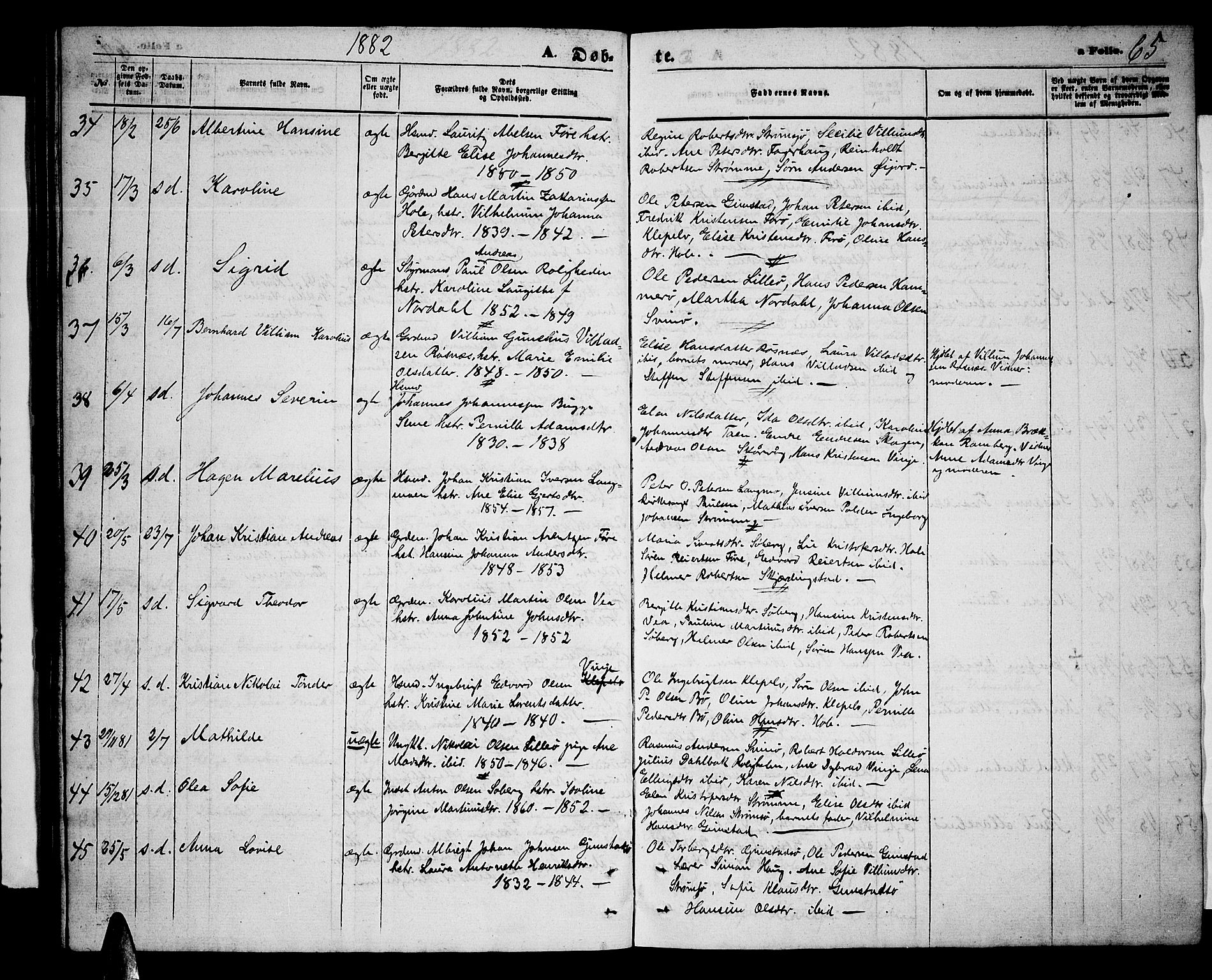 Ministerialprotokoller, klokkerbøker og fødselsregistre - Nordland, AV/SAT-A-1459/891/L1314: Parish register (copy) no. 891C03, 1870-1885, p. 65
