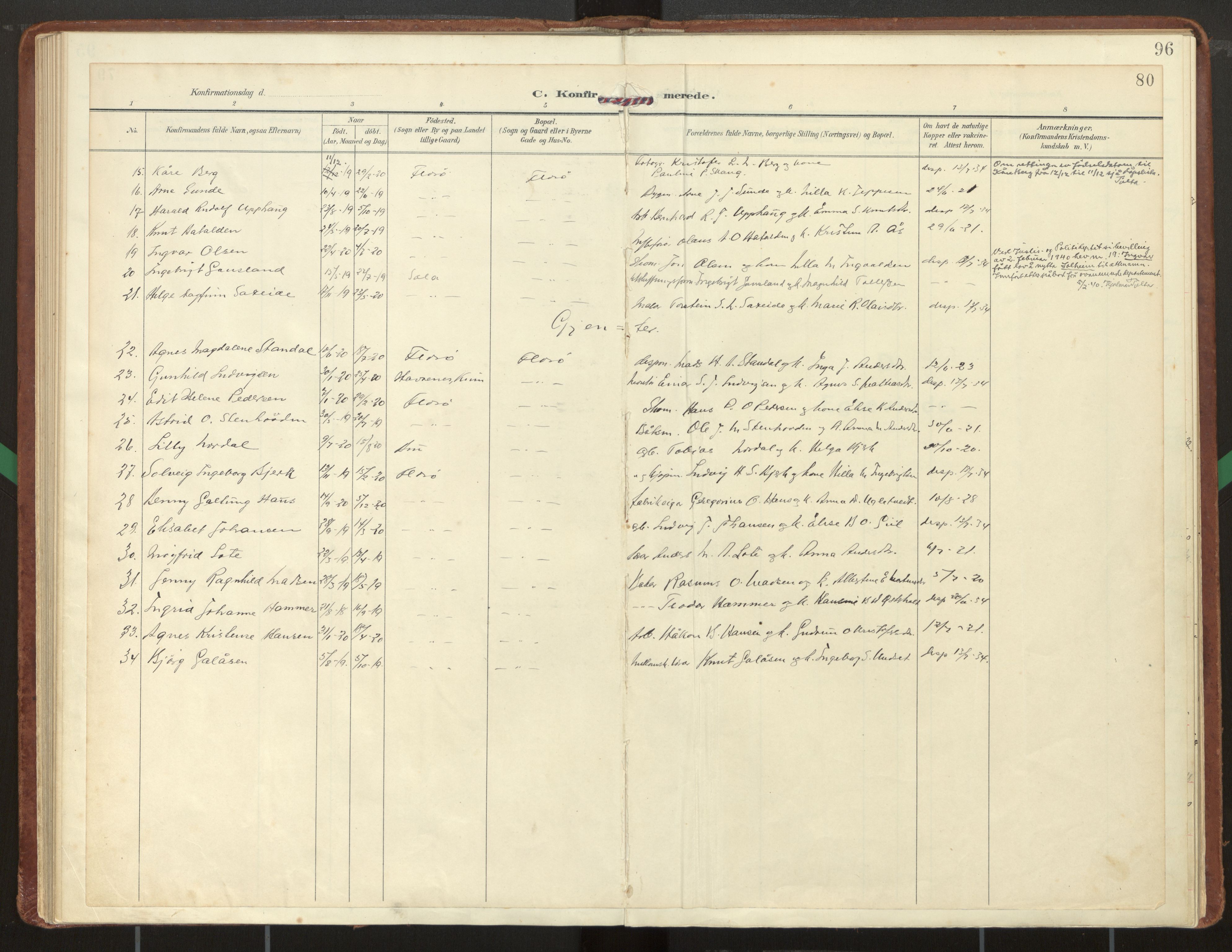 Kinn sokneprestembete, AV/SAB-A-80801/H/Haa/Haac/L0003: Parish register (official) no. C 3, 1917-1934, p. 96
