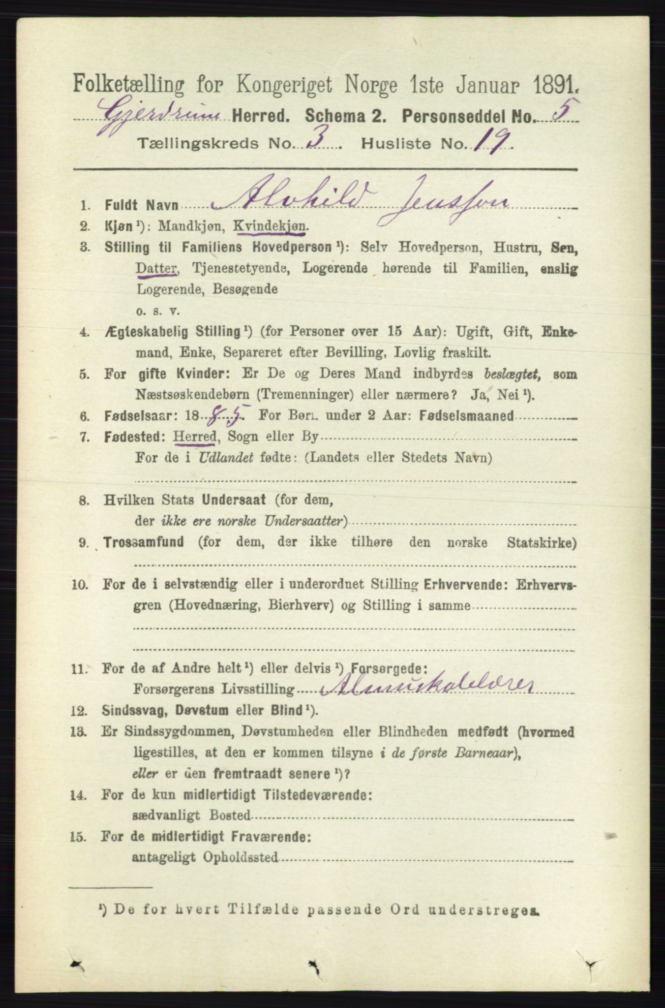 RA, 1891 census for 0234 Gjerdrum, 1891, p. 1365