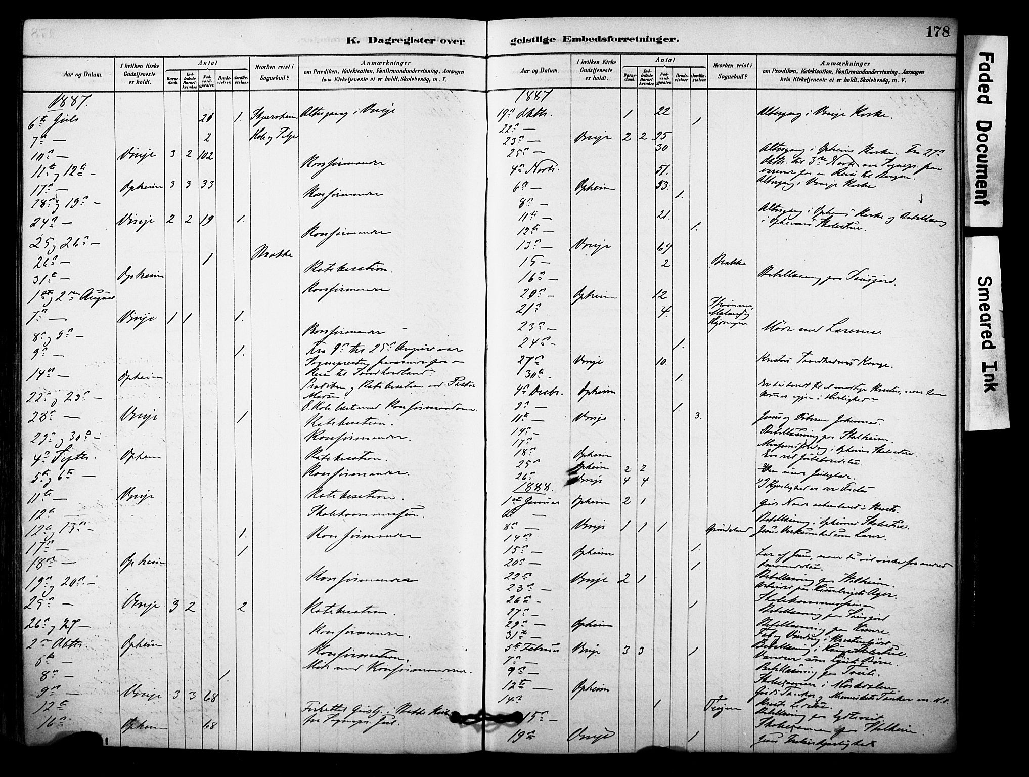 Vossestrand Sokneprestembete, AV/SAB-A-79101/H/Haa: Parish register (official) no. C 1, 1878-1903, p. 178