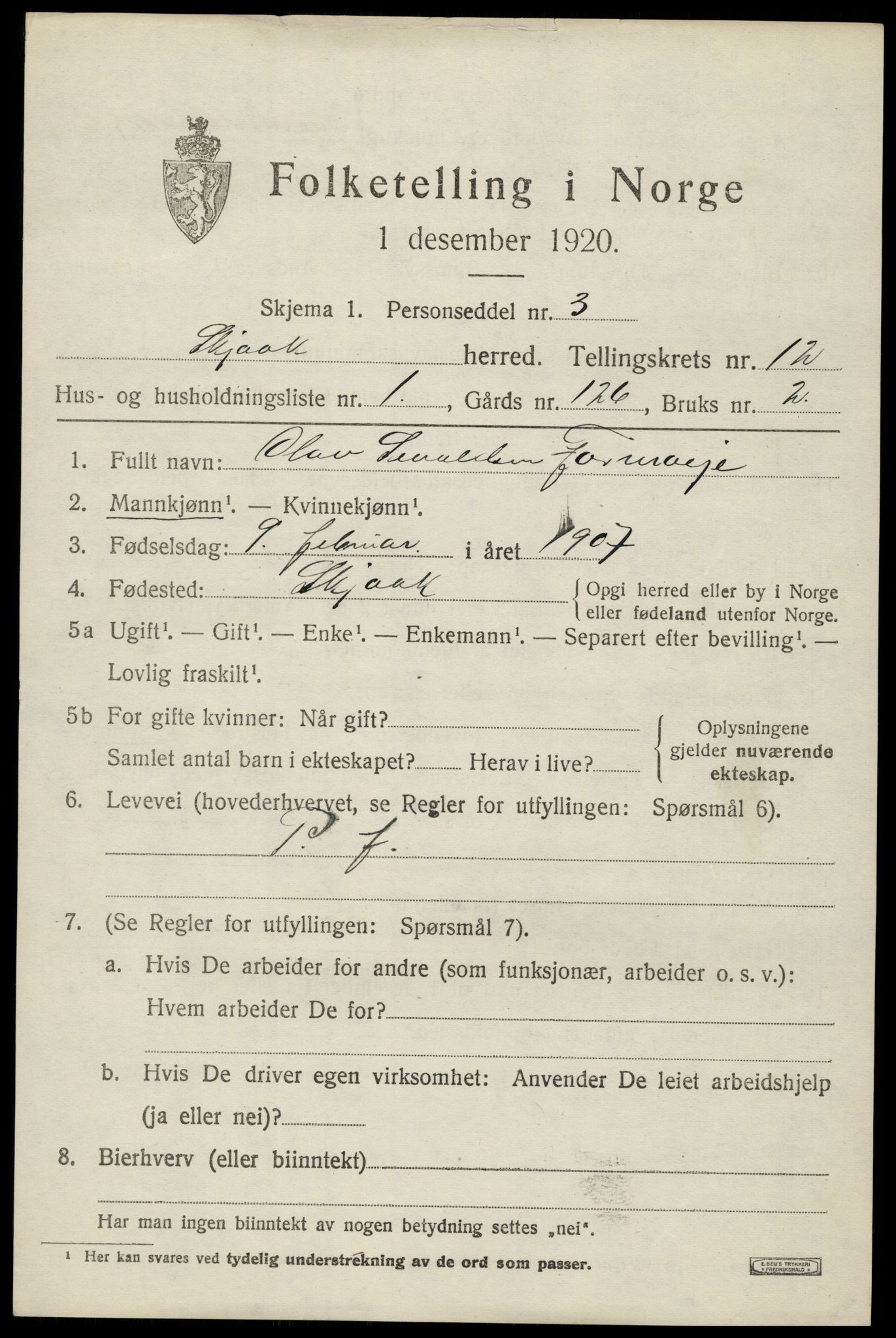 SAH, 1920 census for Skjåk, 1920, p. 5184