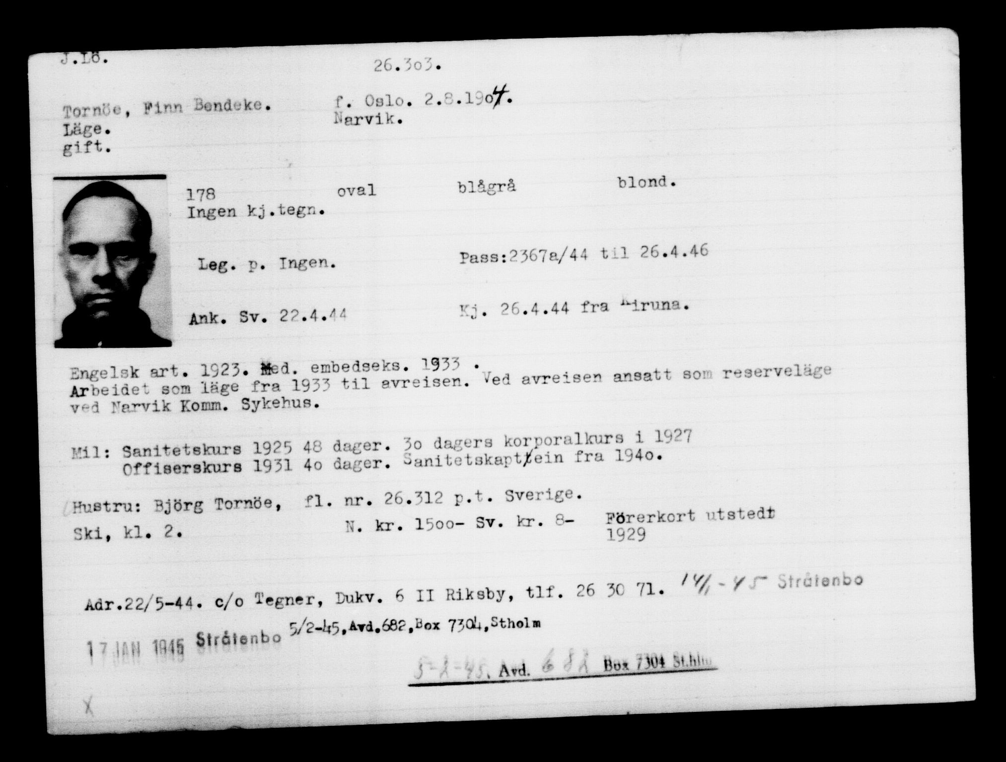 Den Kgl. Norske Legasjons Flyktningskontor, AV/RA-S-6753/V/Va/L0011: Kjesäterkartoteket.  Flyktningenr. 25300-28349, 1940-1945, p. 1059