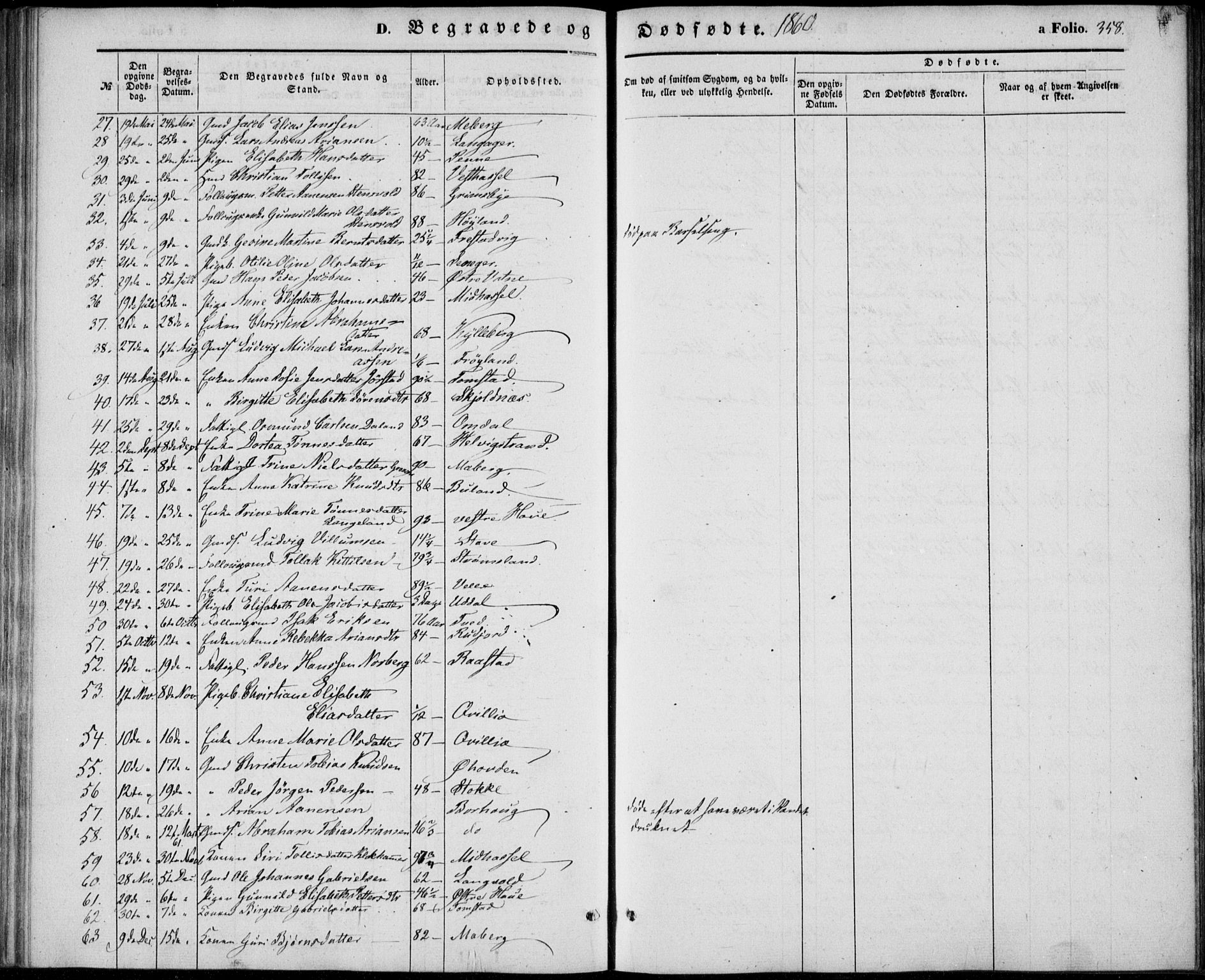 Lista sokneprestkontor, AV/SAK-1111-0027/F/Fb/L0002: Parish register (copy) no. B 2, 1847-1862, p. 358