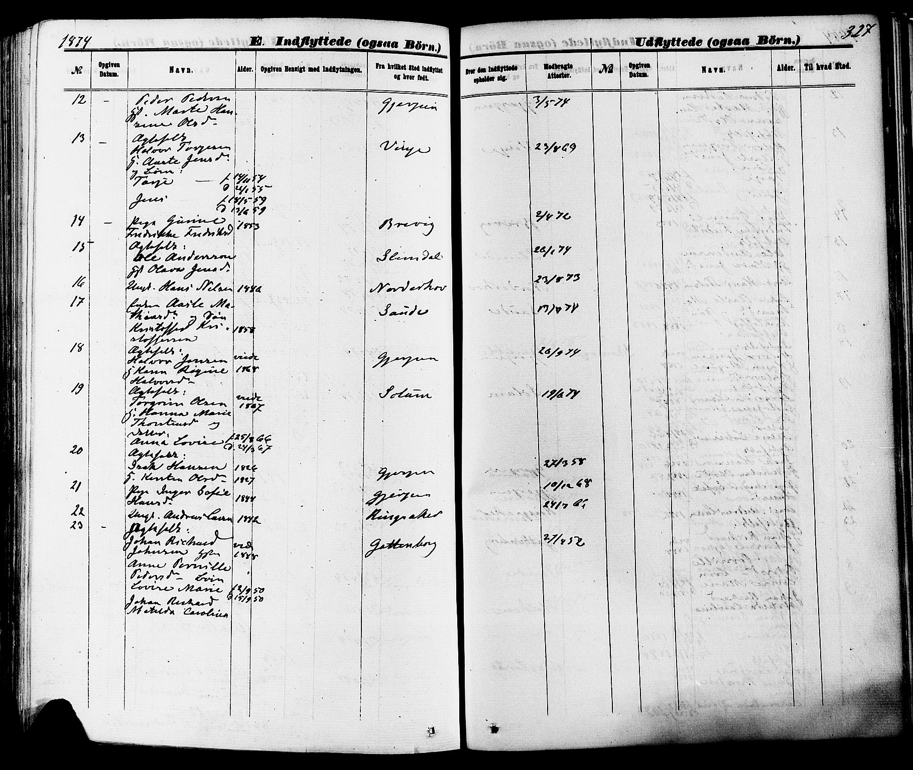 Skien kirkebøker, SAKO/A-302/F/Fa/L0008: Parish register (official) no. 8, 1866-1877, p. 327