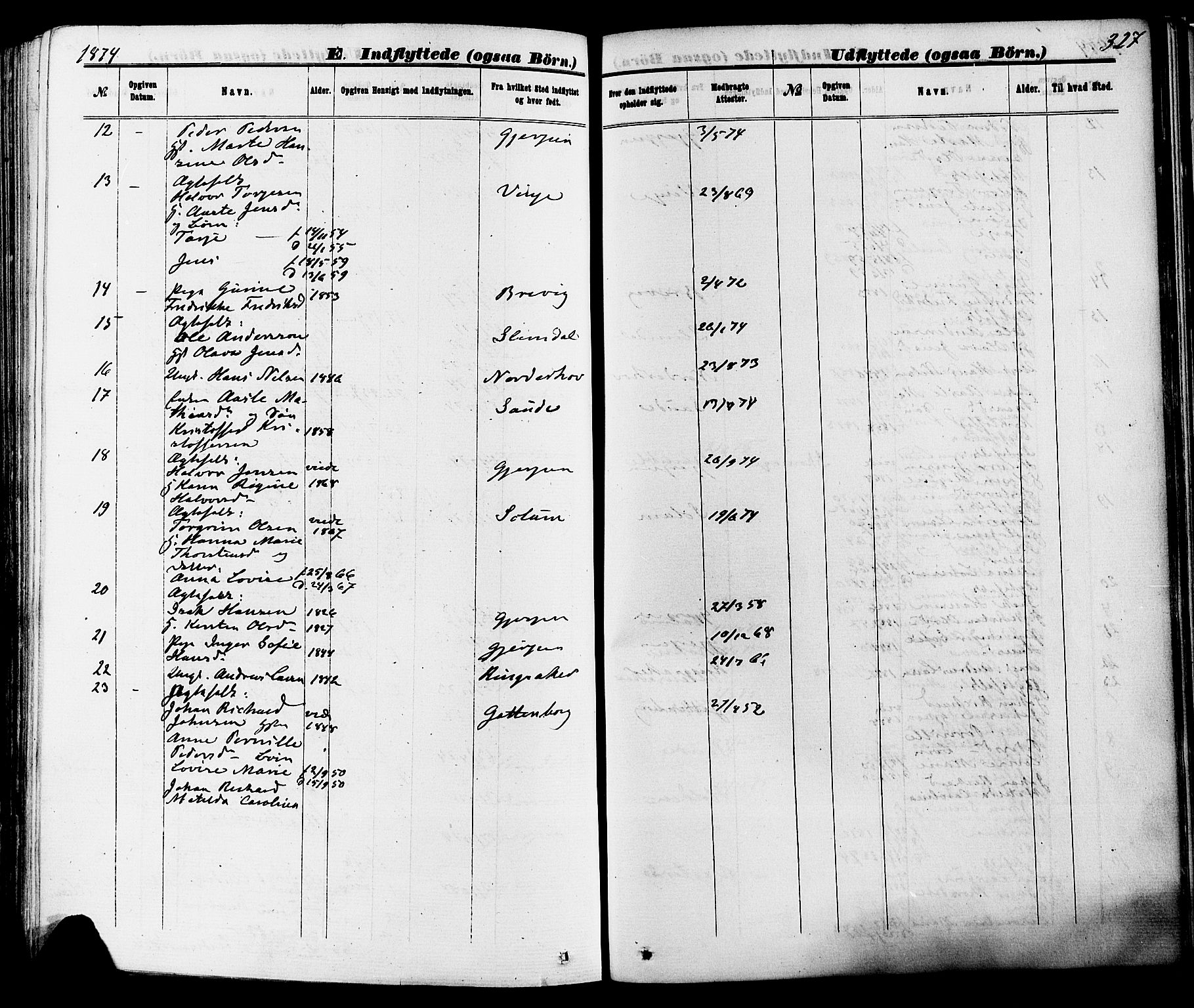 Skien kirkebøker, AV/SAKO-A-302/F/Fa/L0008: Parish register (official) no. 8, 1866-1877, p. 327