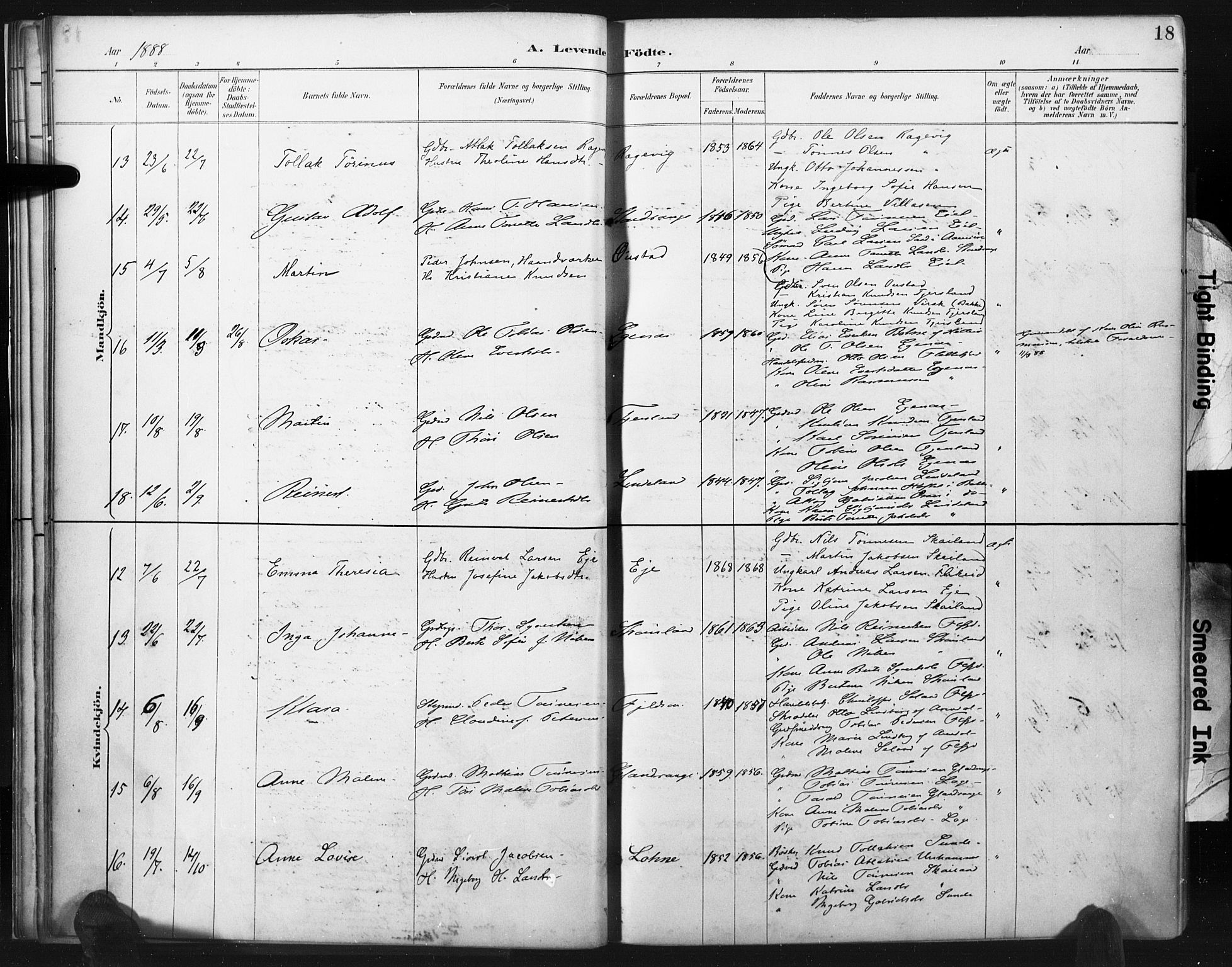 Flekkefjord sokneprestkontor, SAK/1111-0012/F/Fa/Fac/L0008: Parish register (official) no. A 8, 1885-1898, p. 18