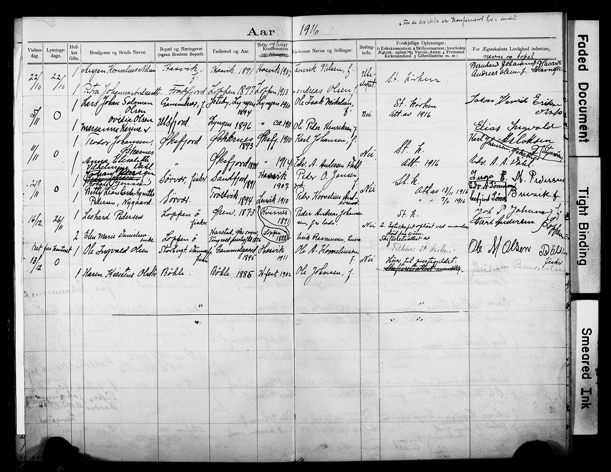 Loppa sokneprestkontor, AV/SATØ-S-1339/I/Ib/L0047: Banns register no. 47, 1897-1919