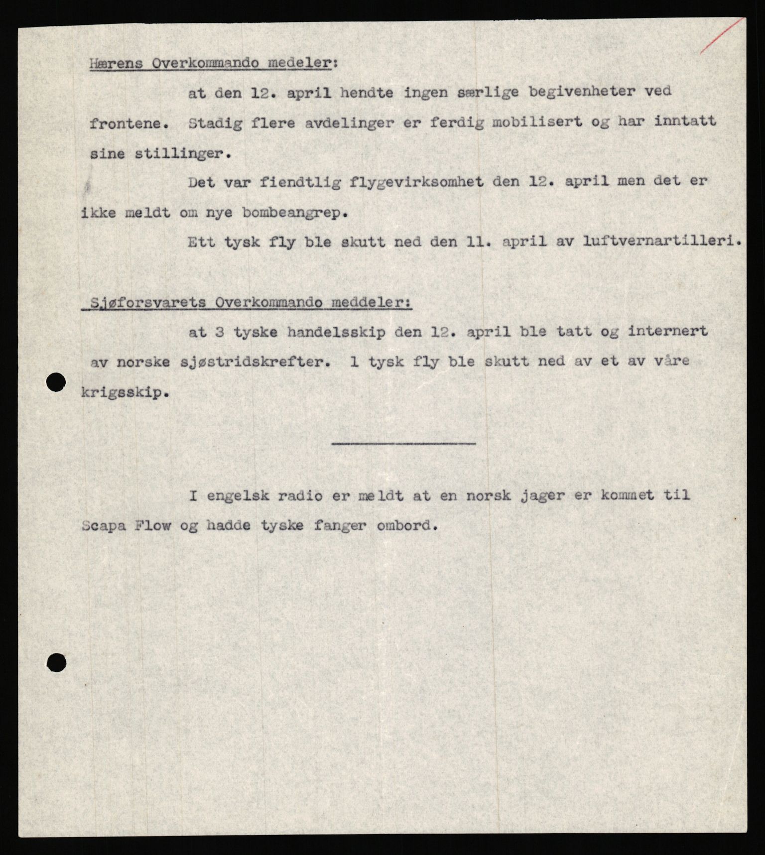 Forsvaret, Forsvarets krigshistoriske avdeling, AV/RA-RAFA-2017/Y/Ya/L0031: II-C-11-51 - Hærens overkommando, 1940, p. 6