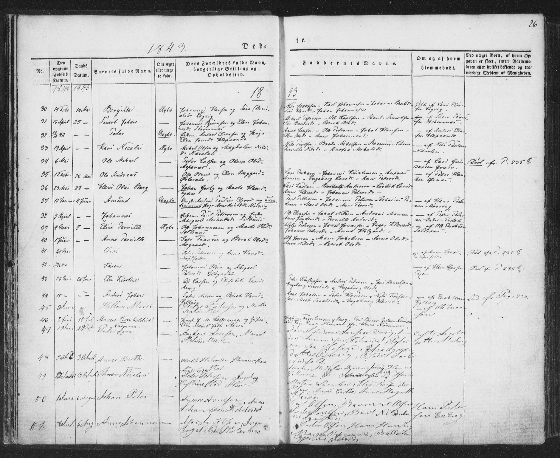 Ministerialprotokoller, klokkerbøker og fødselsregistre - Nordland, AV/SAT-A-1459/853/L0769: Parish register (official) no. 853A08, 1836-1856, p. 26