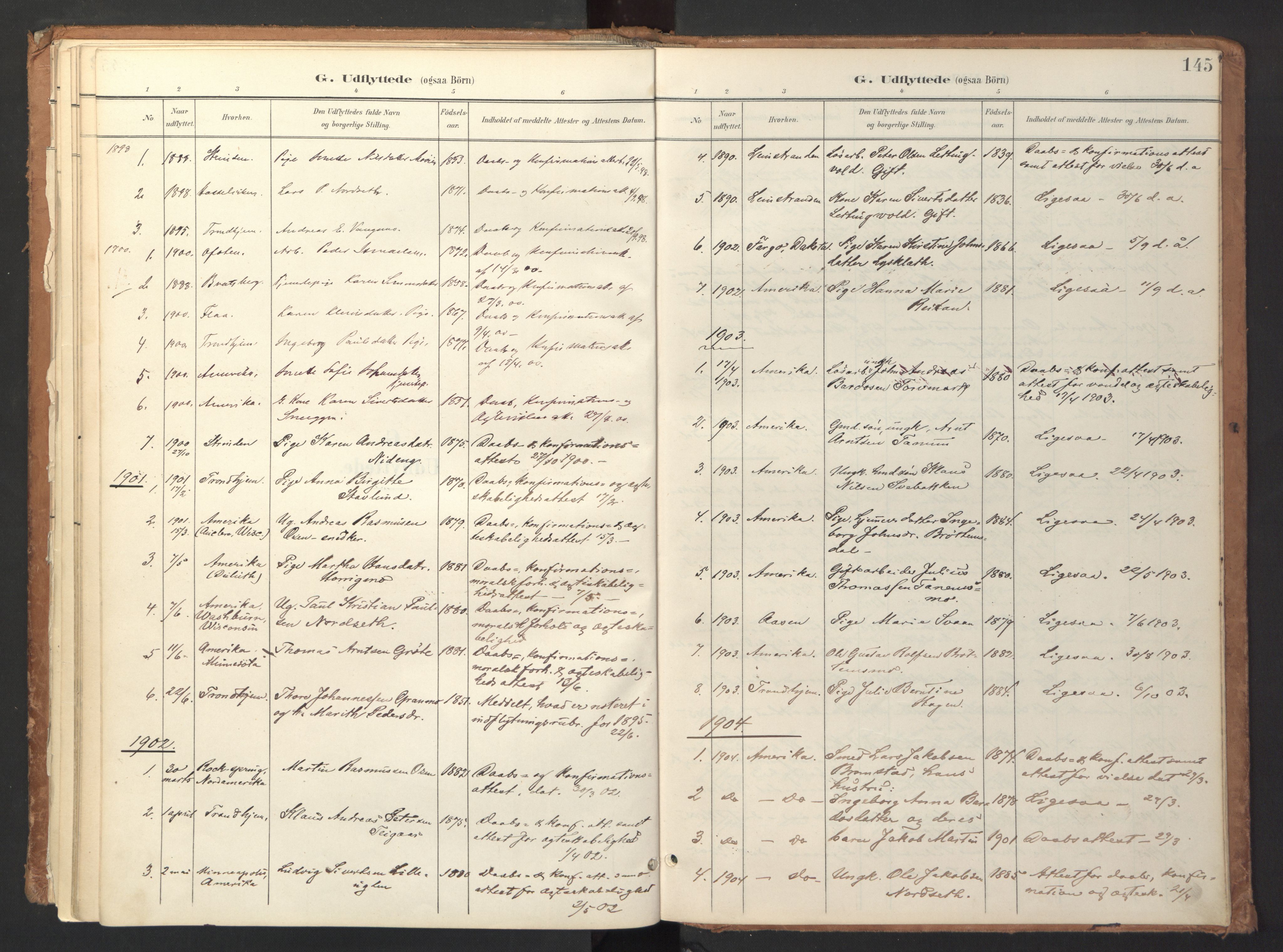 Ministerialprotokoller, klokkerbøker og fødselsregistre - Sør-Trøndelag, SAT/A-1456/618/L0448: Parish register (official) no. 618A11, 1898-1916, p. 145