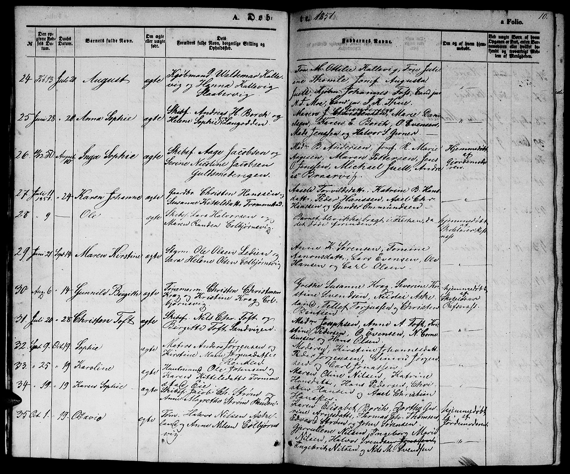 Hisøy sokneprestkontor, AV/SAK-1111-0020/F/Fb/L0001: Parish register (copy) no. B 1, 1849-1872, p. 10