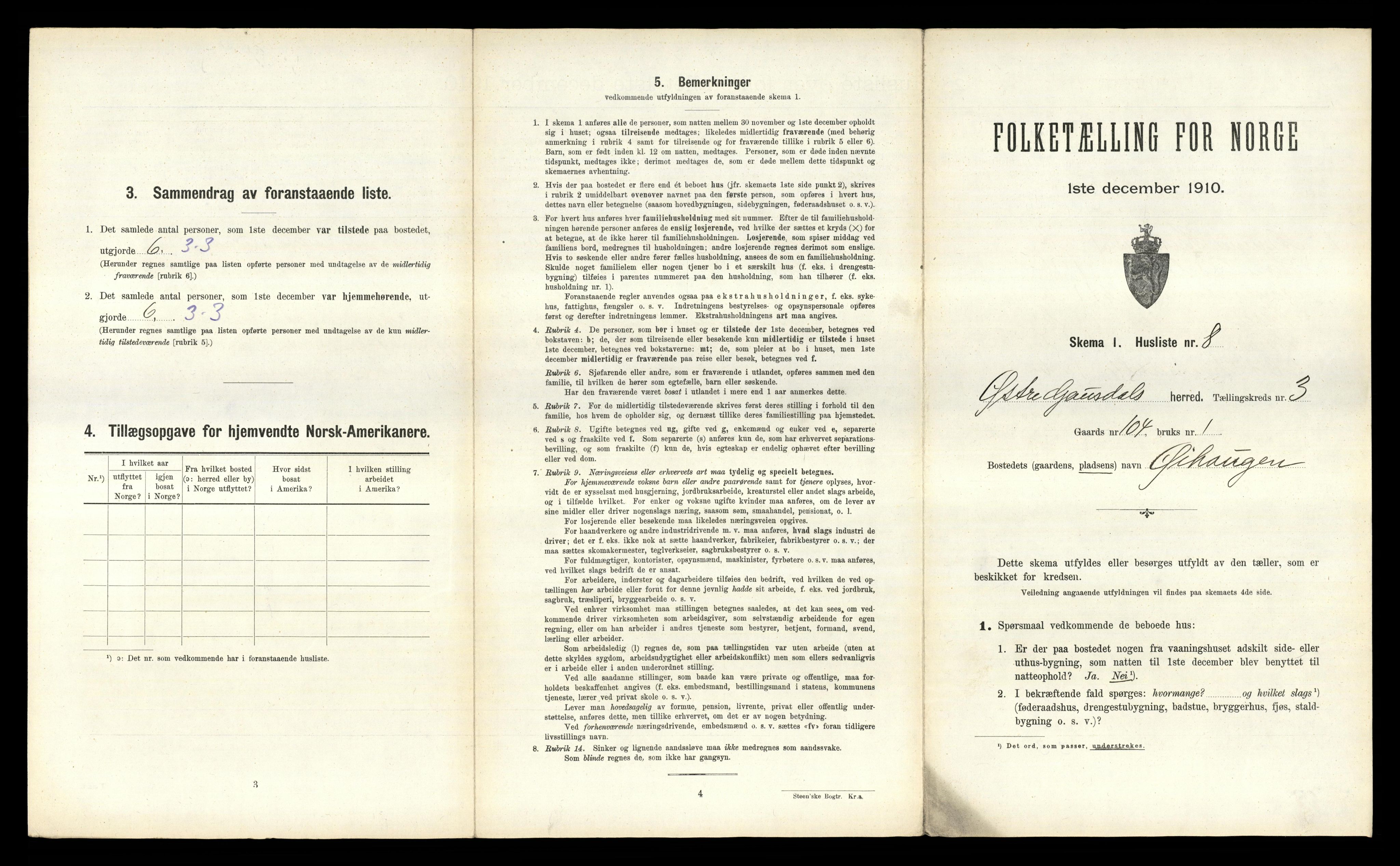 RA, 1910 census for Østre Gausdal, 1910, p. 490