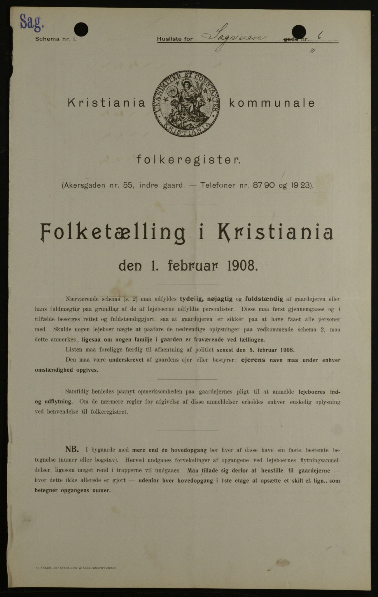 OBA, Municipal Census 1908 for Kristiania, 1908, p. 77916