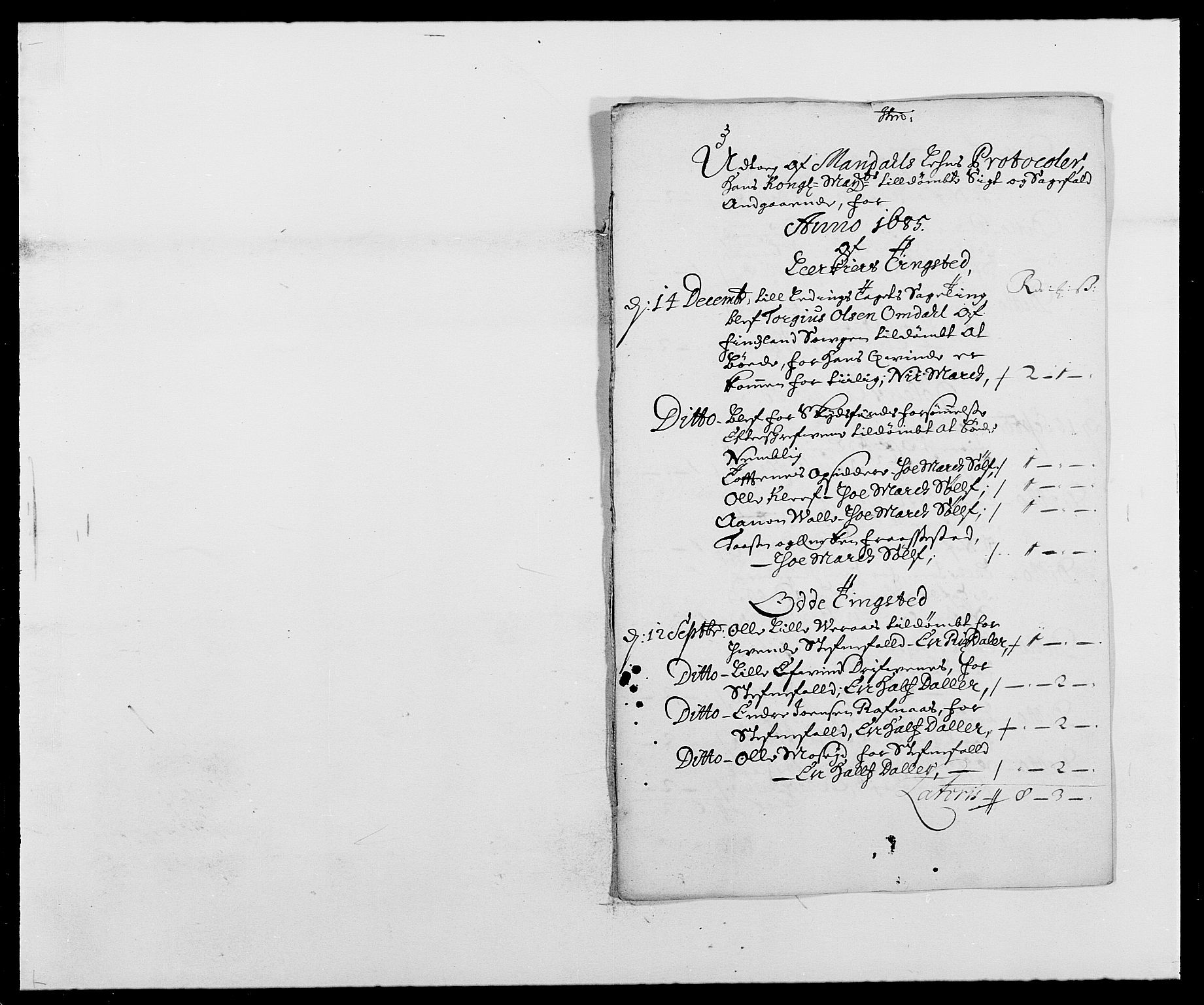 Rentekammeret inntil 1814, Reviderte regnskaper, Fogderegnskap, RA/EA-4092/R42/L2542: Mandal fogderi, 1685-1687, p. 40