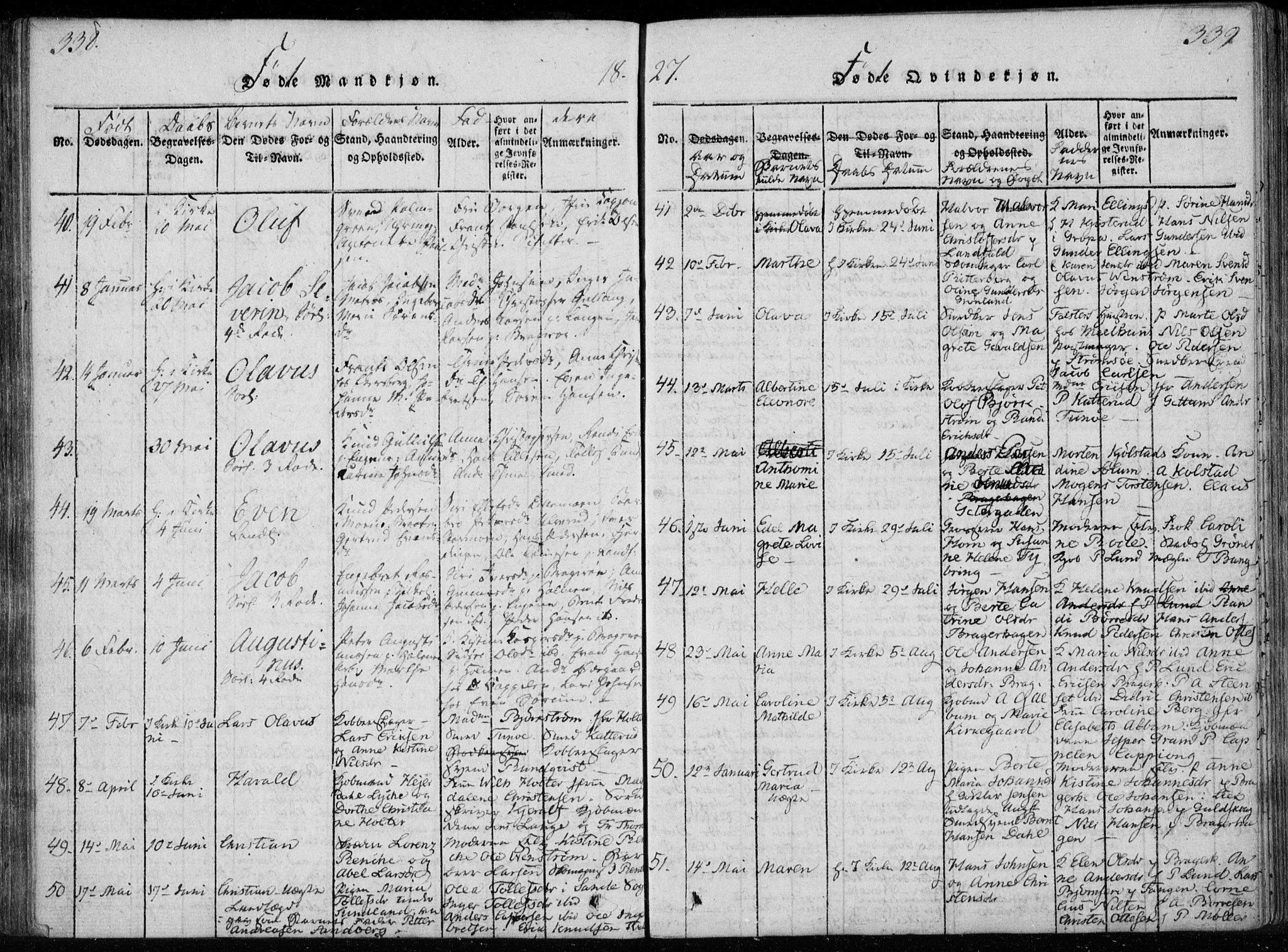 Bragernes kirkebøker, SAKO/A-6/F/Fa/L0007: Parish register (official) no. I 7, 1815-1829, p. 338-339