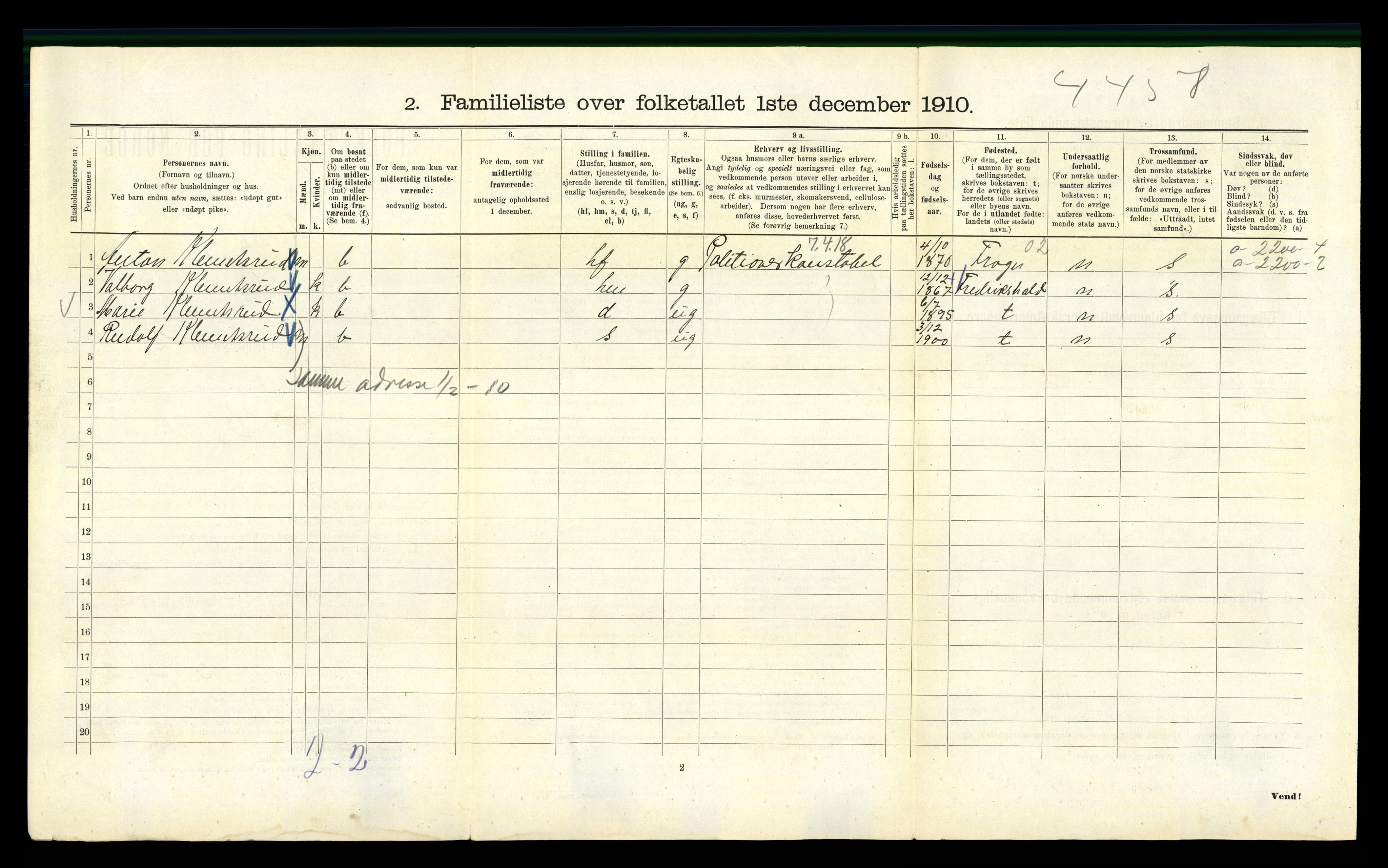 RA, 1910 census for Kristiania, 1910, p. 86424