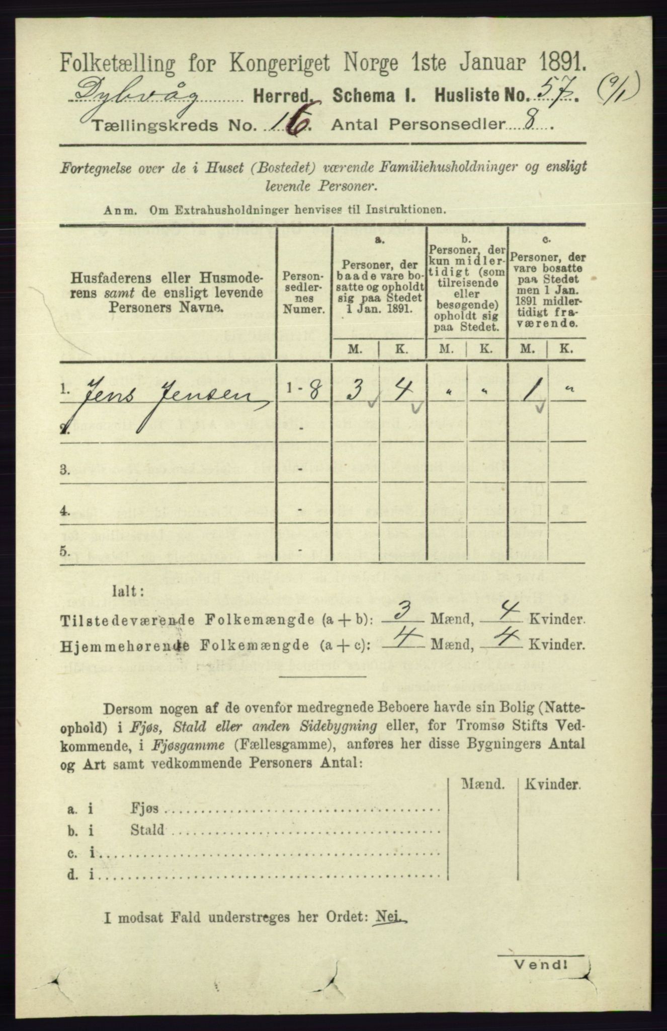 RA, 1891 census for 0915 Dypvåg, 1891, p. 6381