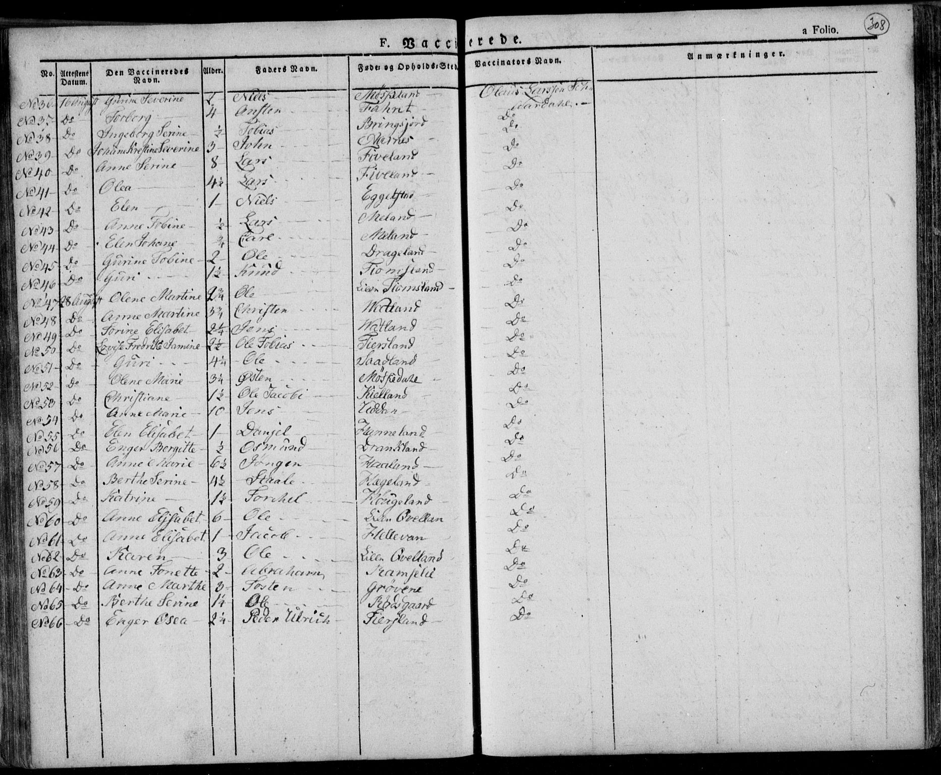 Lyngdal sokneprestkontor, AV/SAK-1111-0029/F/Fa/Fac/L0007: Parish register (official) no. A 7, 1825-1838, p. 308