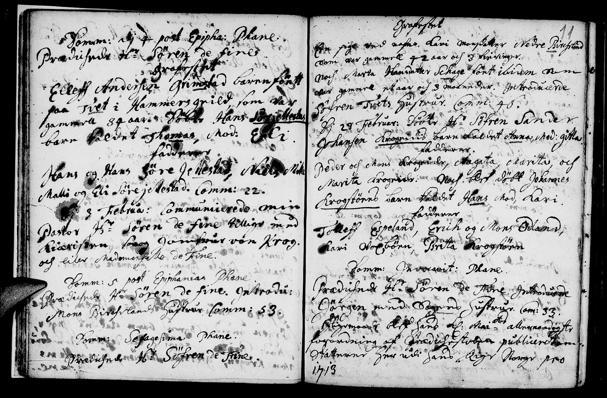 Fana Sokneprestembete, AV/SAB-A-75101/H/Haa/Haaa/L0001: Parish register (official) no. A 1, 1712-1719, p. 11