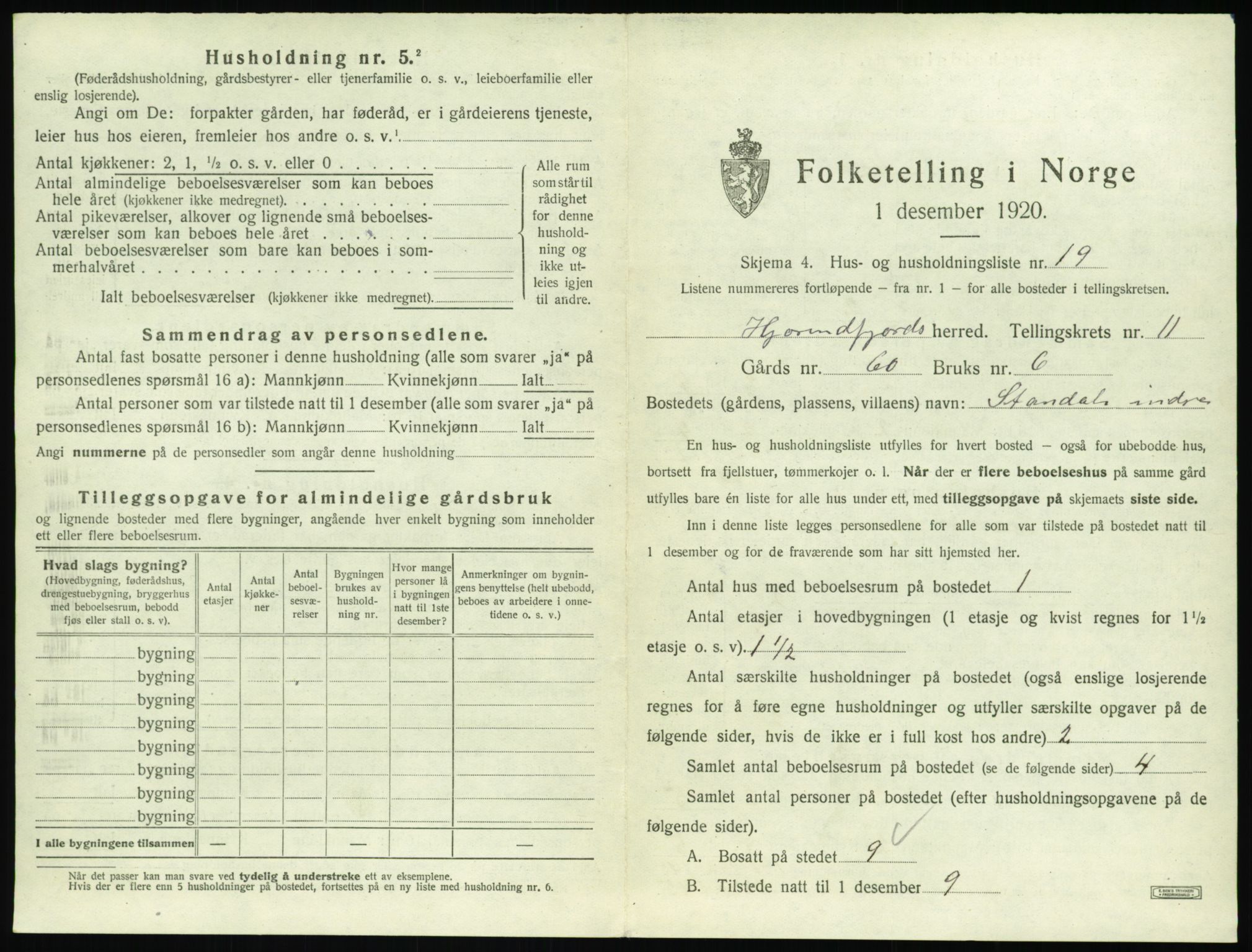 SAT, 1920 census for Hjørundfjord, 1920, p. 599