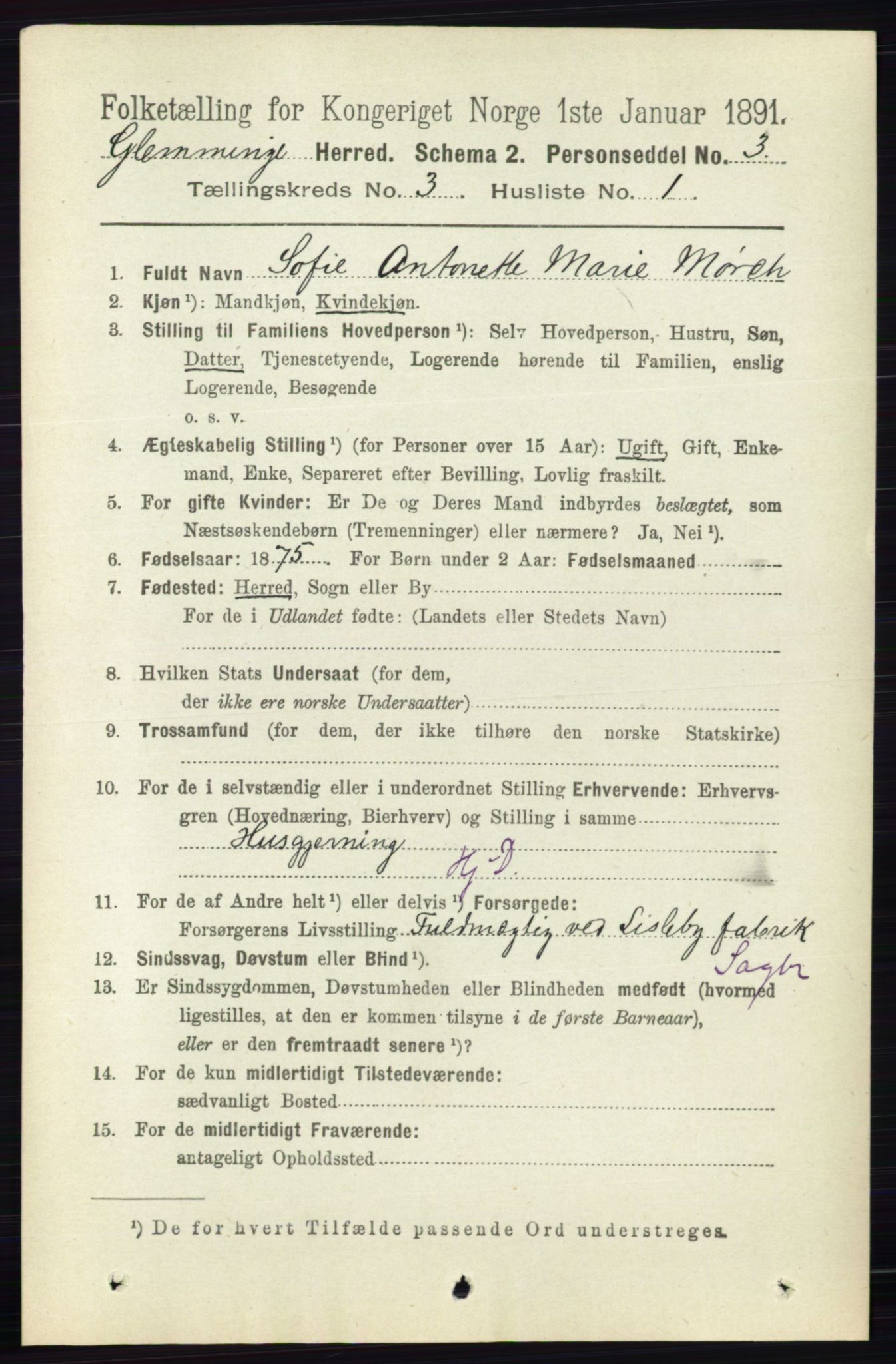 RA, 1891 census for 0132 Glemmen, 1891, p. 1944
