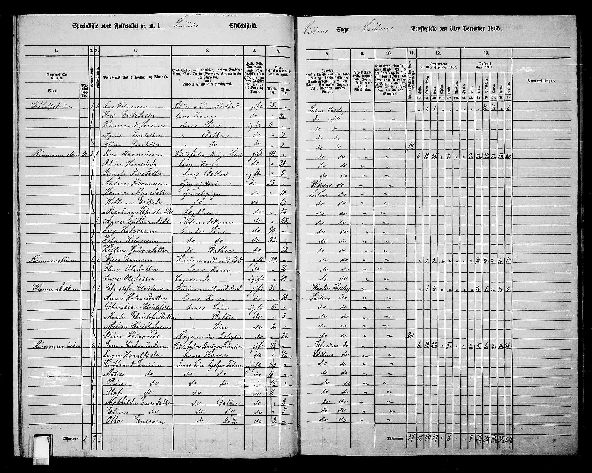 RA, 1865 census for Løten, 1865, p. 18