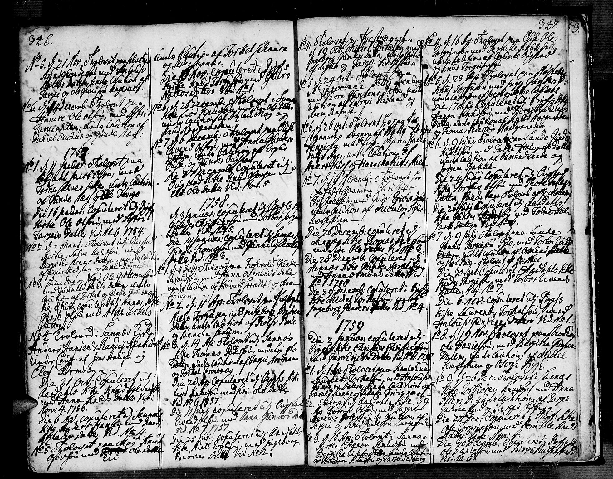 Bygland sokneprestkontor, SAK/1111-0006/F/Fa/Fab/L0001: Parish register (official) no. A 1, 1725-1766, p. 346-347