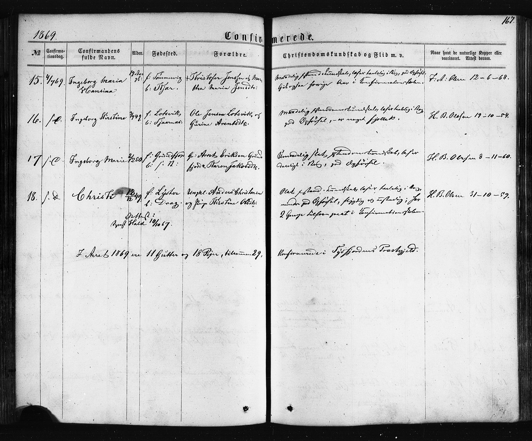 Ministerialprotokoller, klokkerbøker og fødselsregistre - Nordland, SAT/A-1459/861/L0867: Parish register (official) no. 861A02, 1864-1878, p. 167
