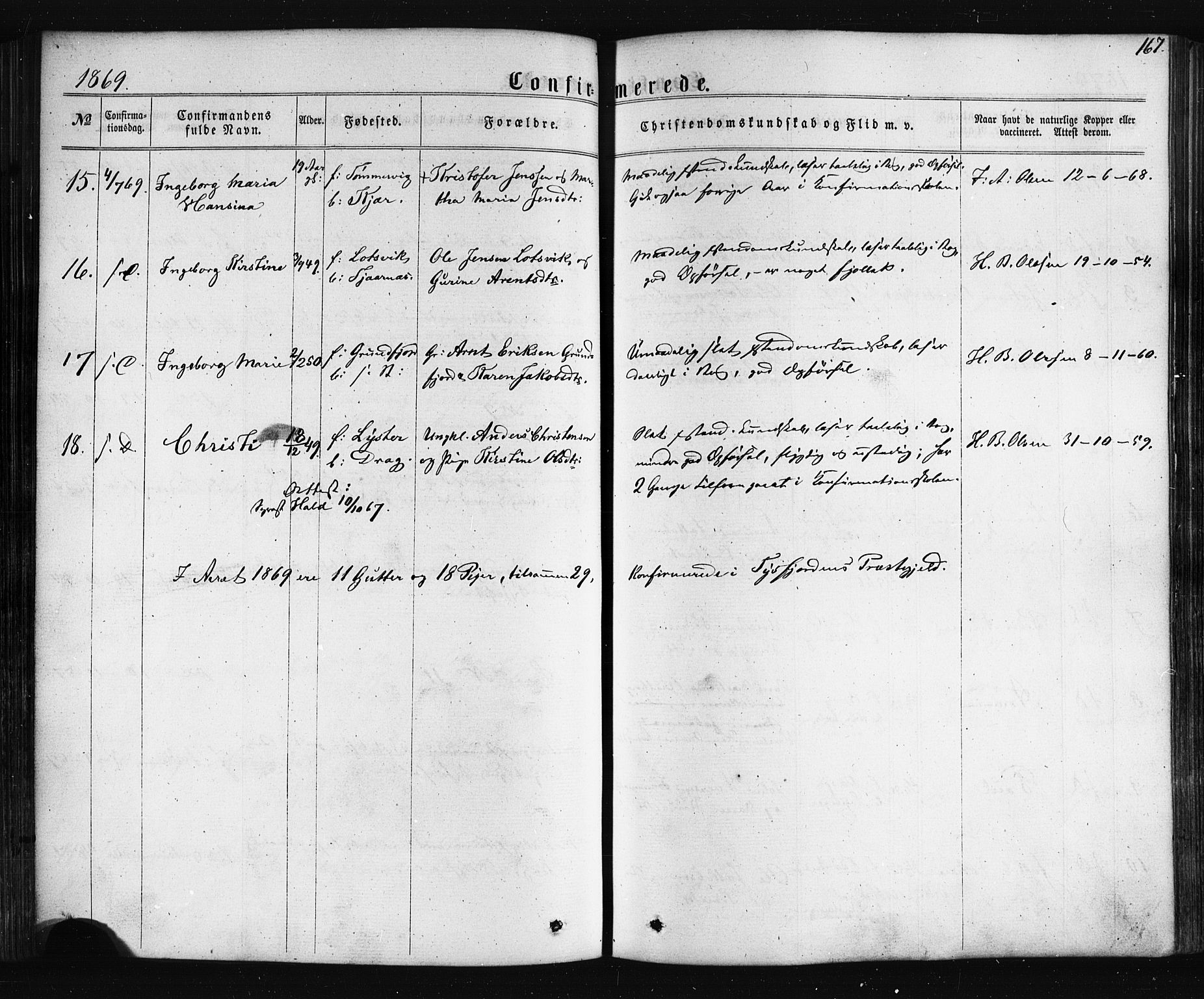 Ministerialprotokoller, klokkerbøker og fødselsregistre - Nordland, AV/SAT-A-1459/861/L0867: Parish register (official) no. 861A02, 1864-1878, p. 167