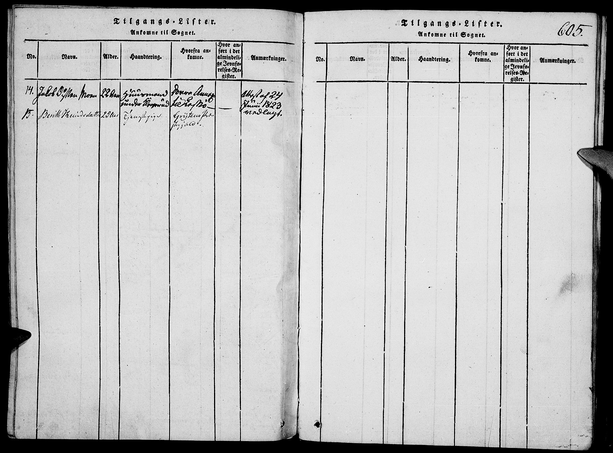 Vågå prestekontor, SAH/PREST-076/H/Ha/Hab/L0001: Parish register (copy) no. 1, 1815-1827, p. 604-605
