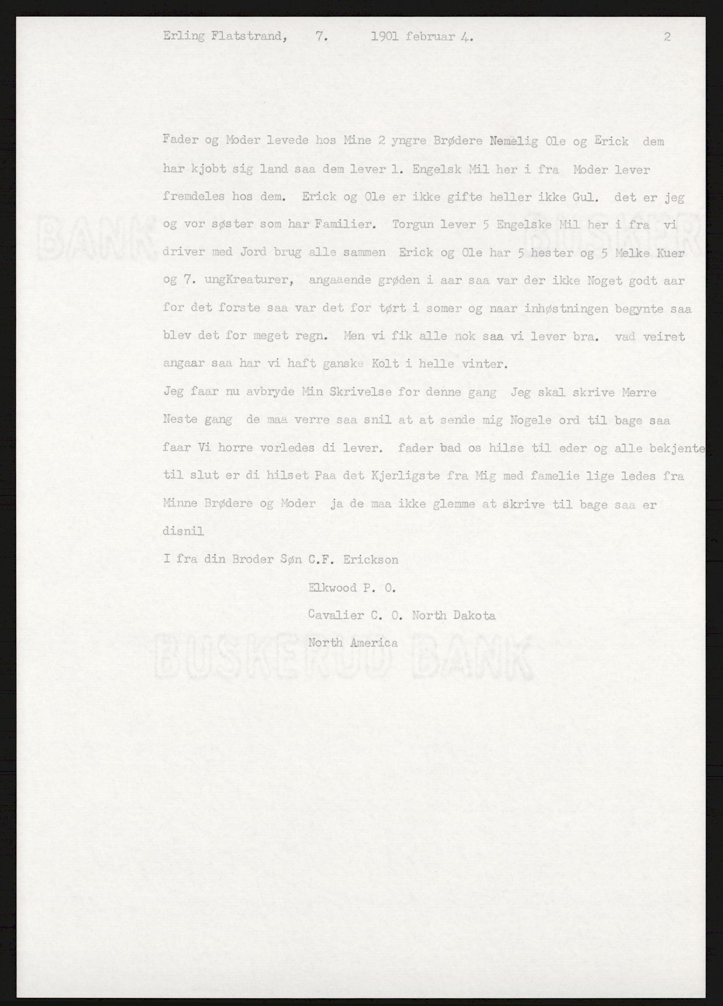 Samlinger til kildeutgivelse, Amerikabrevene, RA/EA-4057/F/L0017: Innlån fra Buskerud: Bratås, 1838-1914, p. 401