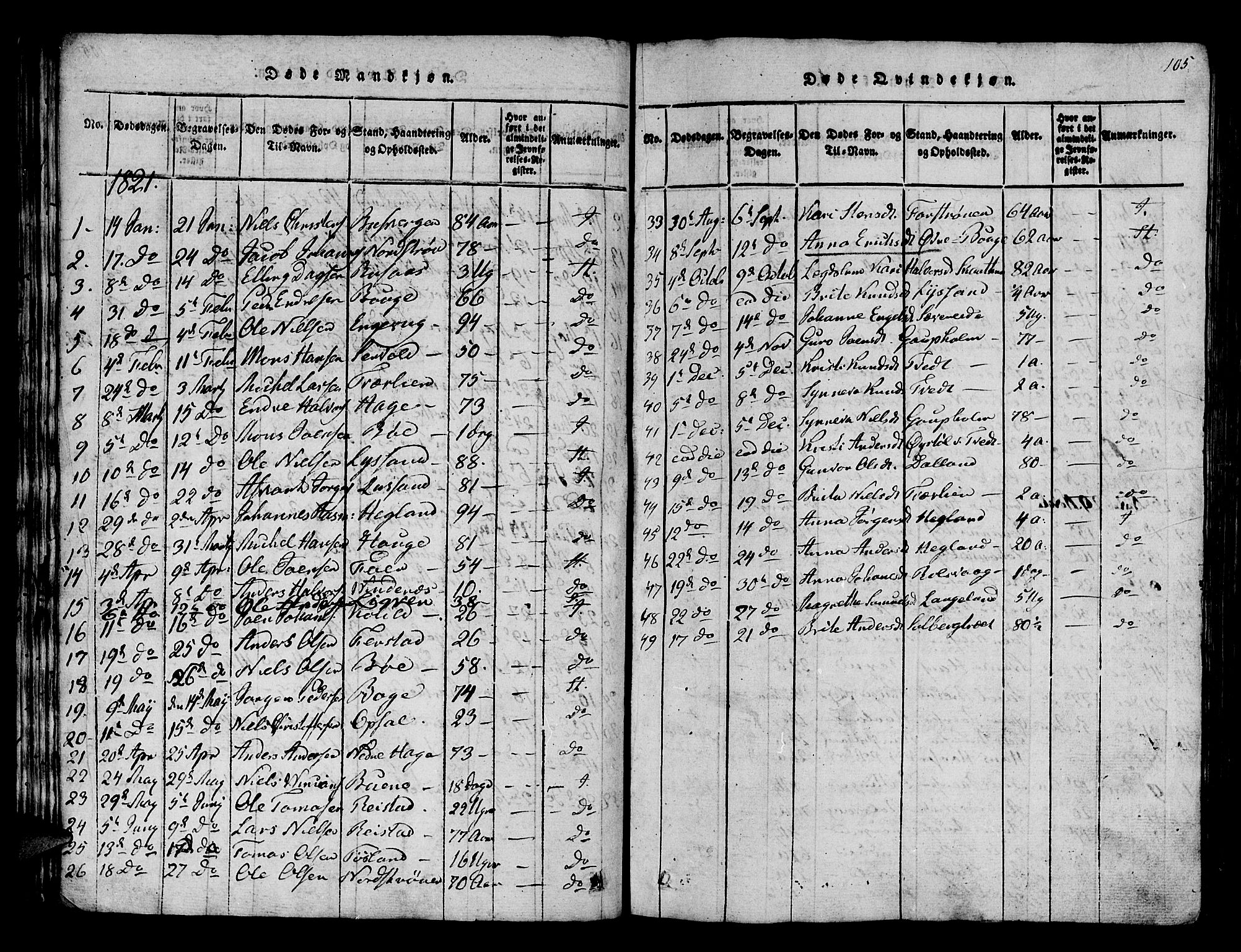 Os sokneprestembete, AV/SAB-A-99929: Parish register (official) no. A 12, 1816-1825, p. 105