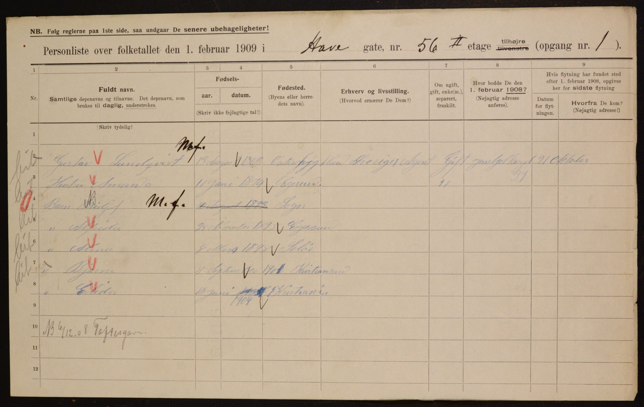 OBA, Municipal Census 1909 for Kristiania, 1909, p. 30889