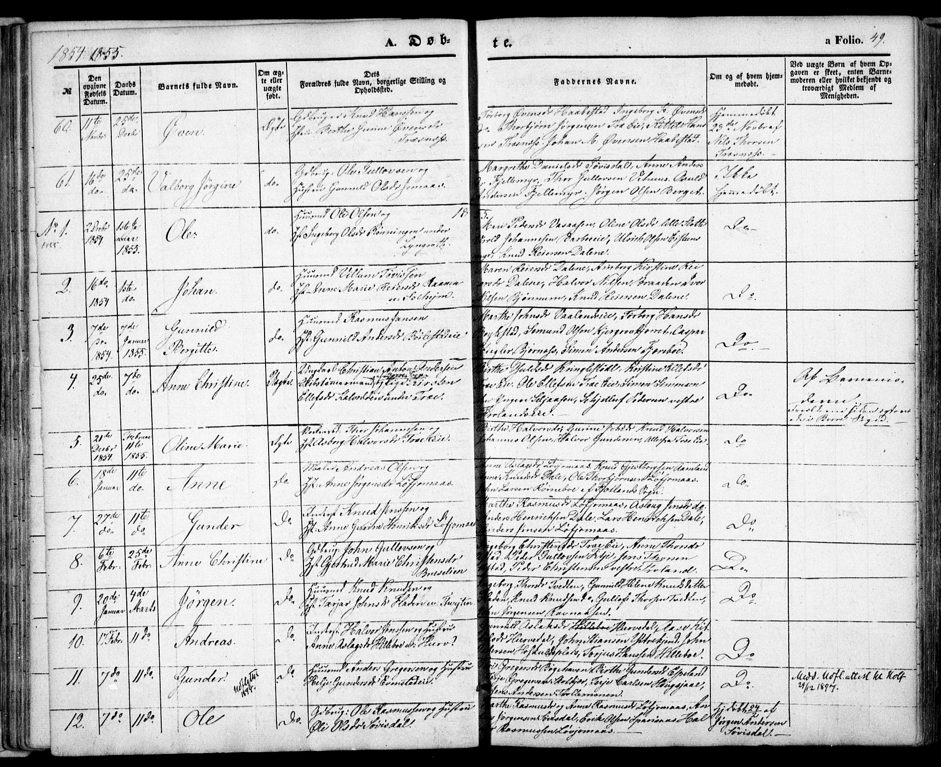 Froland sokneprestkontor, SAK/1111-0013/F/Fa/L0002: Parish register (official) no. A 2, 1845-1863, p. 49