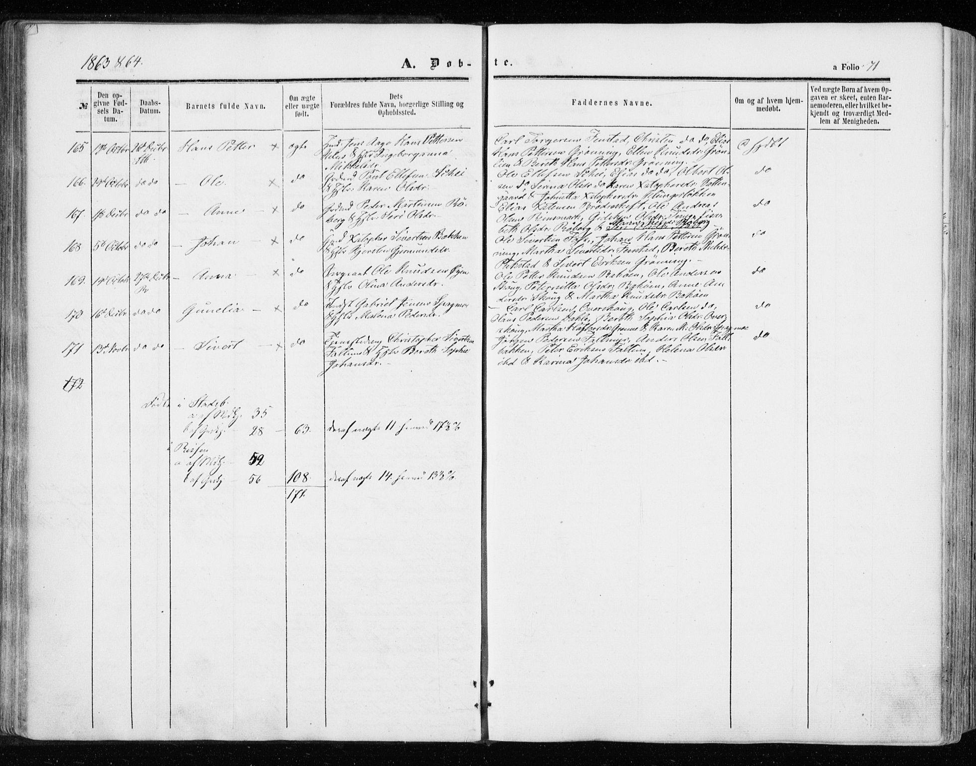 Ministerialprotokoller, klokkerbøker og fødselsregistre - Sør-Trøndelag, SAT/A-1456/646/L0612: Parish register (official) no. 646A10, 1858-1869, p. 71