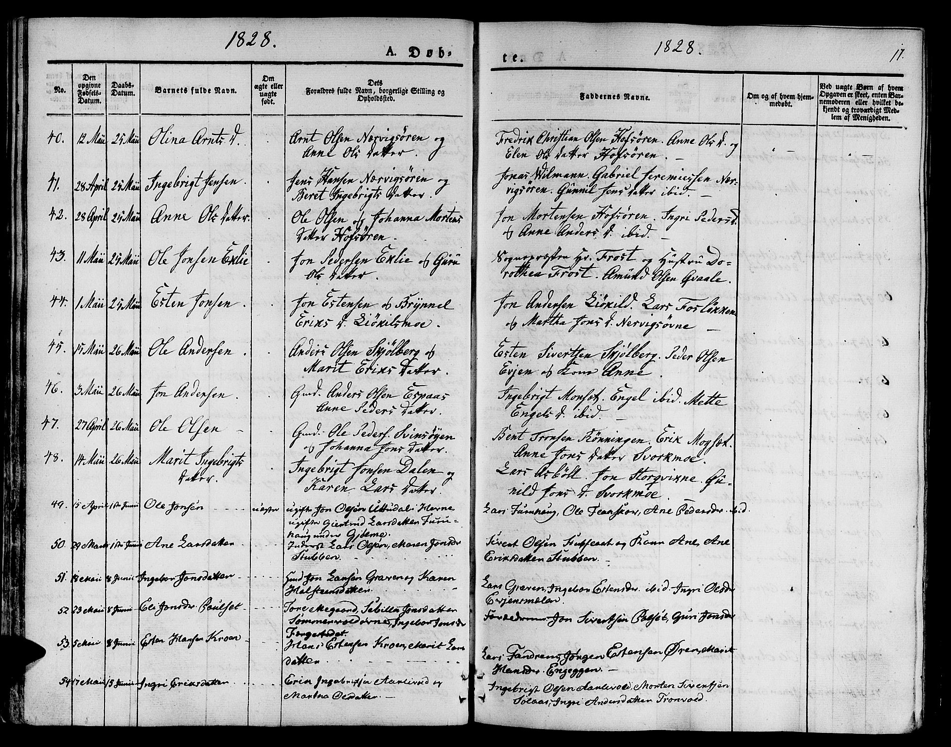 Ministerialprotokoller, klokkerbøker og fødselsregistre - Sør-Trøndelag, SAT/A-1456/668/L0804: Parish register (official) no. 668A04, 1826-1839, p. 17