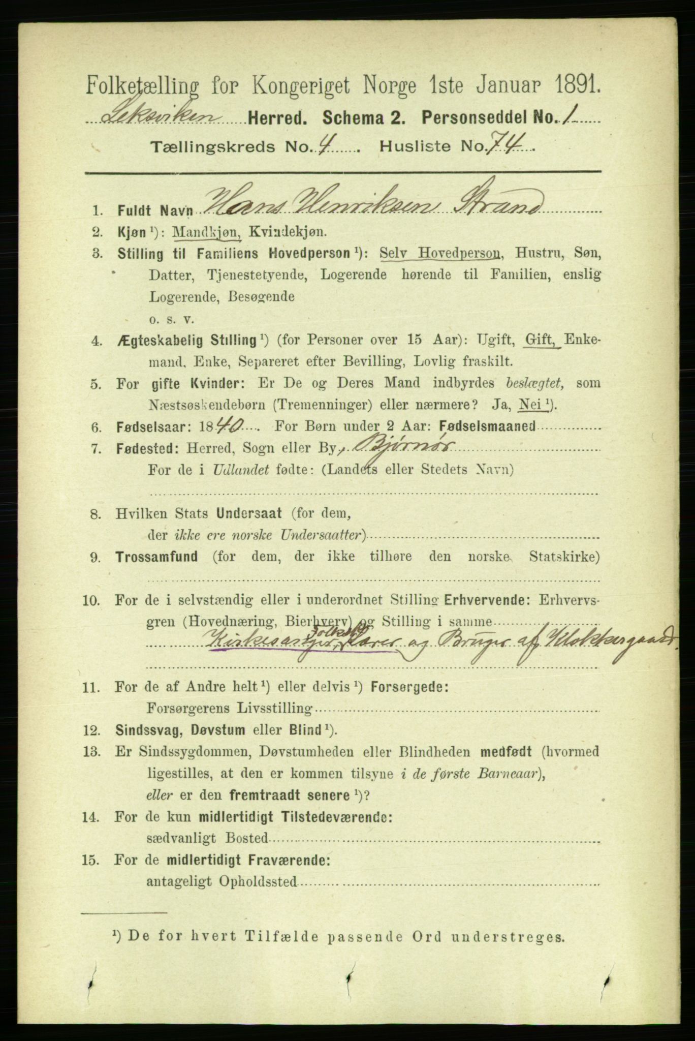 RA, 1891 census for 1718 Leksvik, 1891, p. 2389