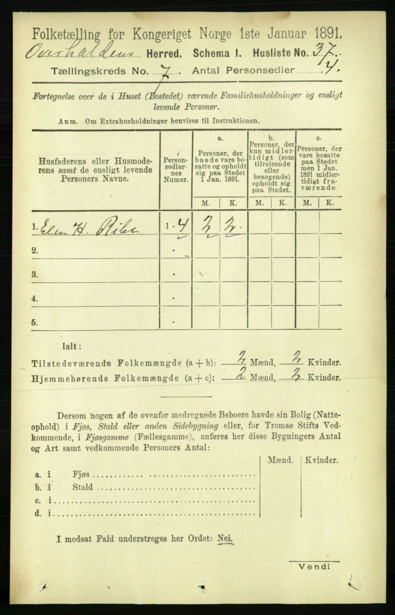 RA, 1891 census for 1744 Overhalla, 1891, p. 2625