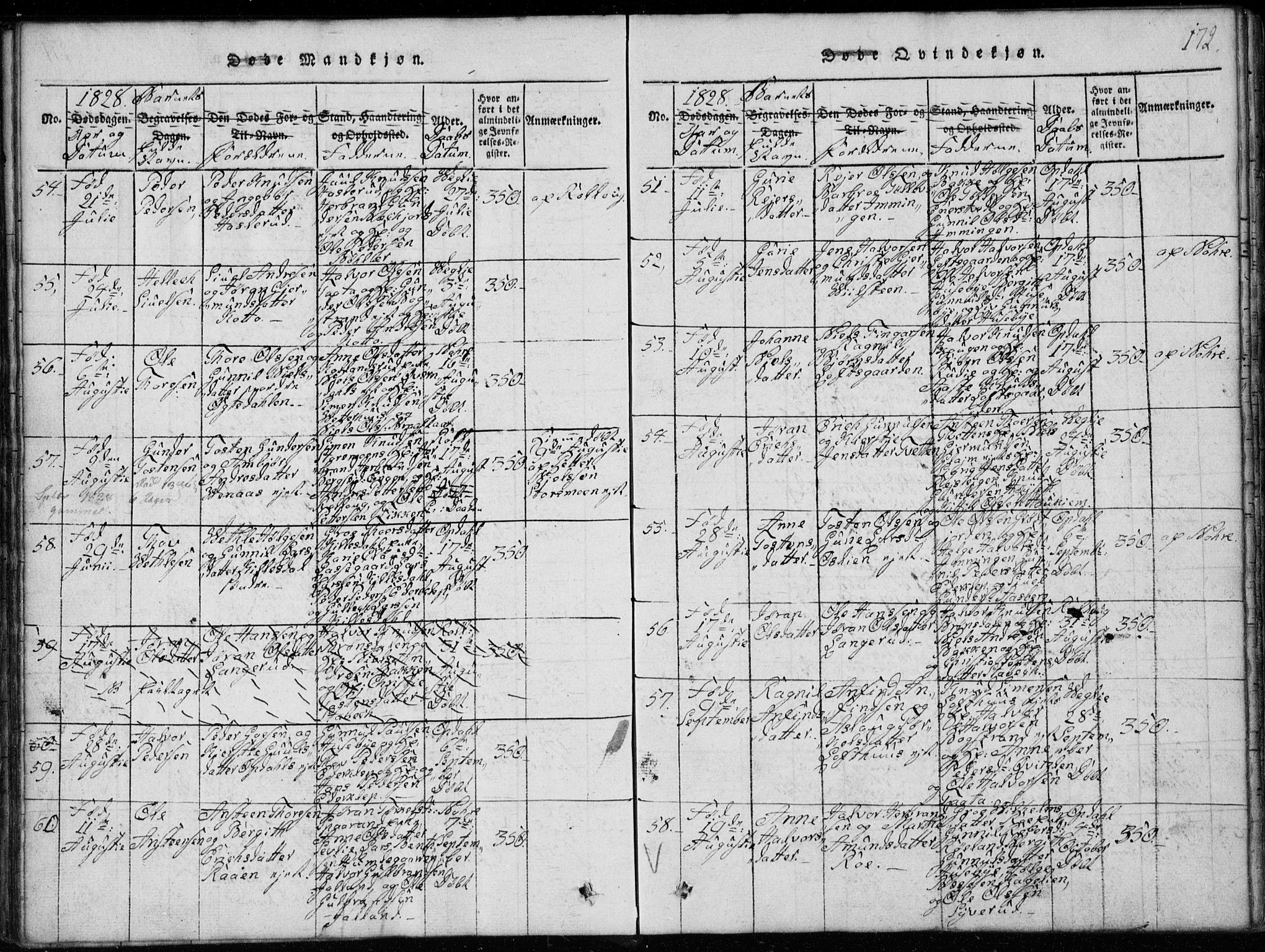 Rollag kirkebøker, AV/SAKO-A-240/G/Ga/L0001: Parish register (copy) no. I 1, 1814-1831, p. 172