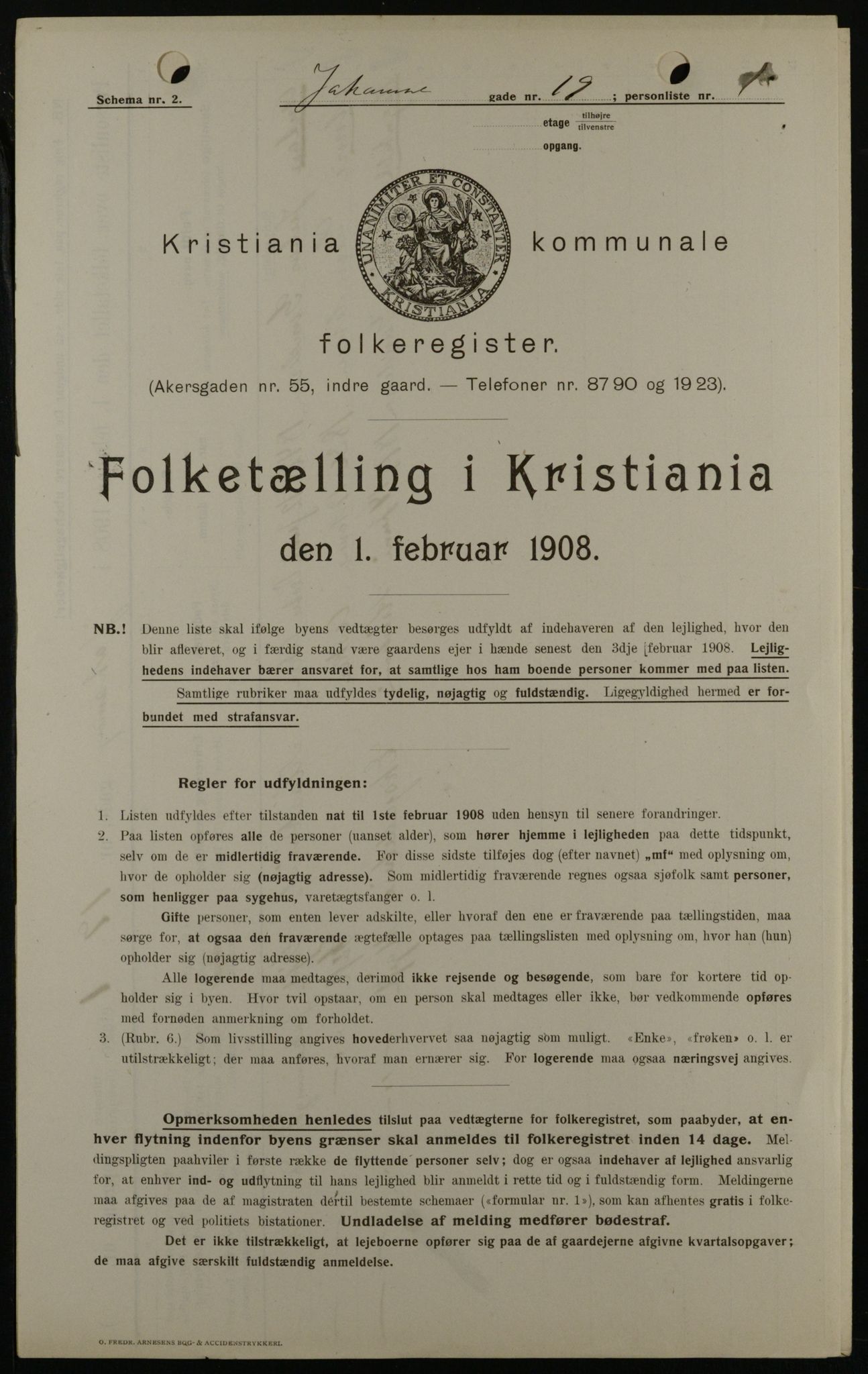 OBA, Municipal Census 1908 for Kristiania, 1908, p. 42273