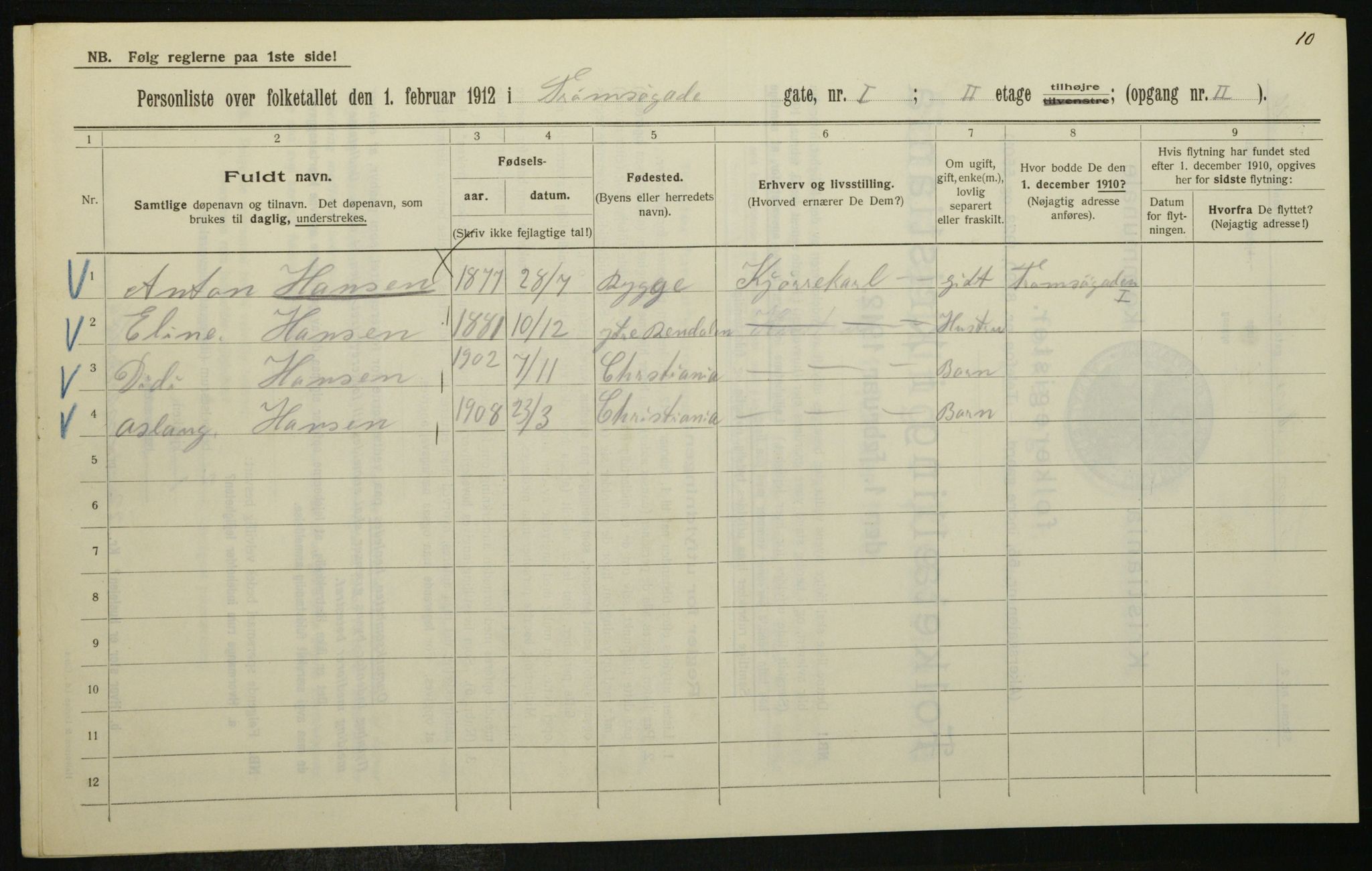 OBA, Municipal Census 1912 for Kristiania, 1912, p. 115627