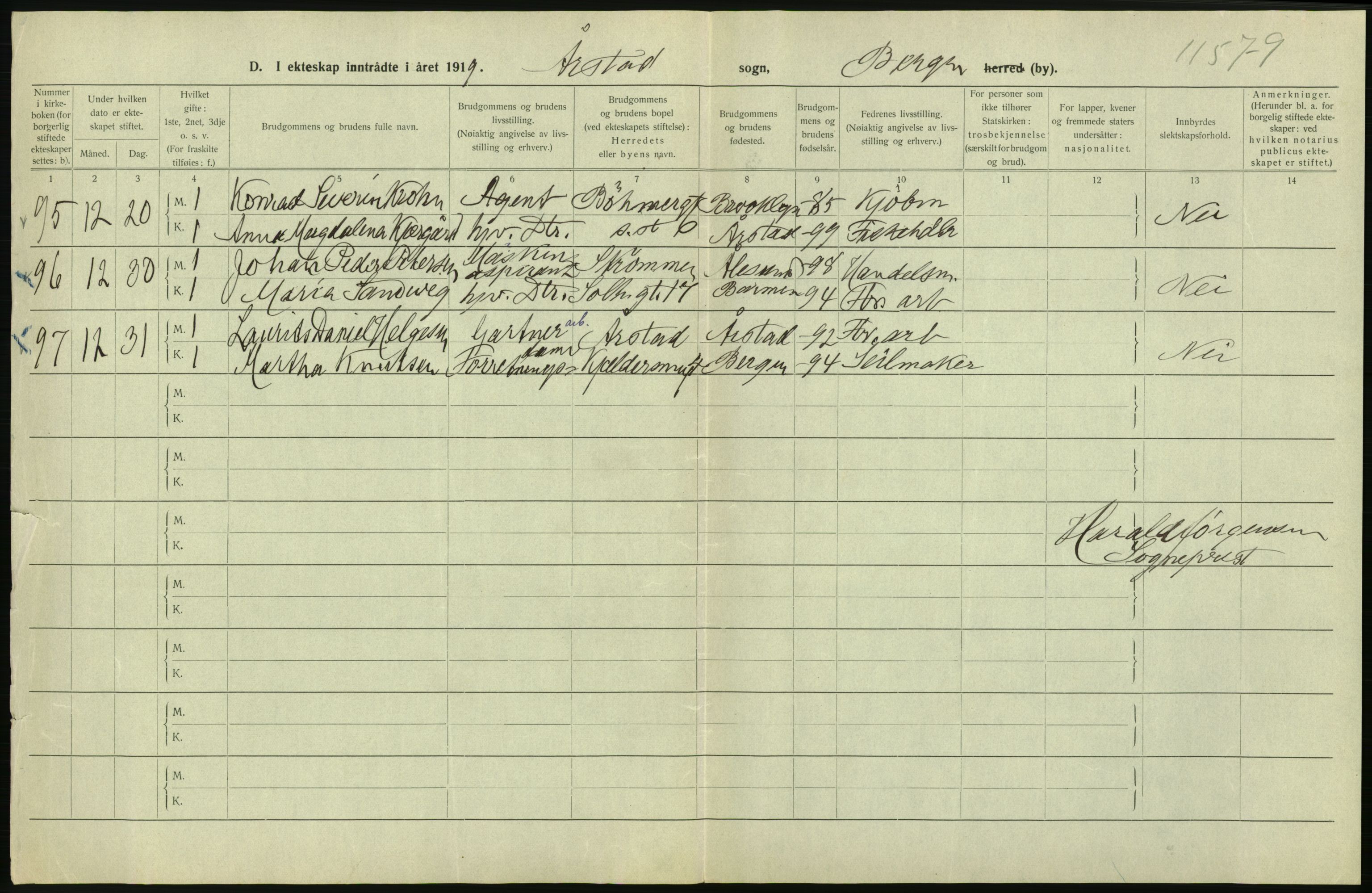 Statistisk sentralbyrå, Sosiodemografiske emner, Befolkning, RA/S-2228/D/Df/Dfb/Dfbi/L0035: Bergen: Gifte, døde, dødfødte., 1919, p. 48