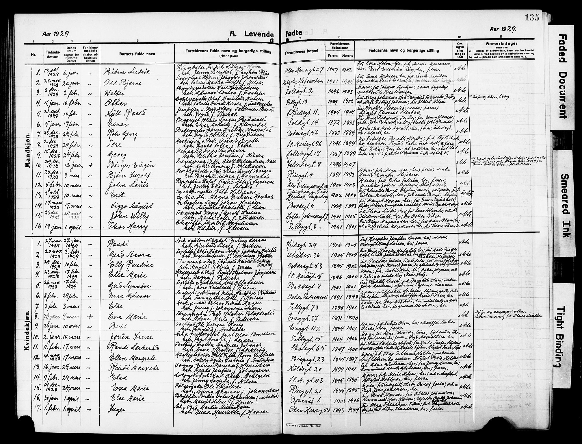 Sarpsborg prestekontor Kirkebøker, AV/SAO-A-2006/G/Ga/L0002: Parish register (copy) no. 2, 1912-1931, p. 135